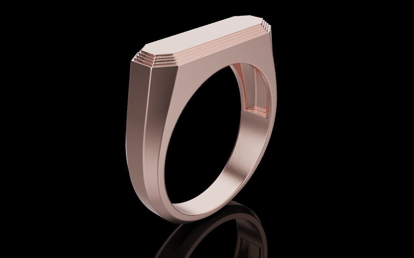 Mens ring with and without stone 019 3D print model_41