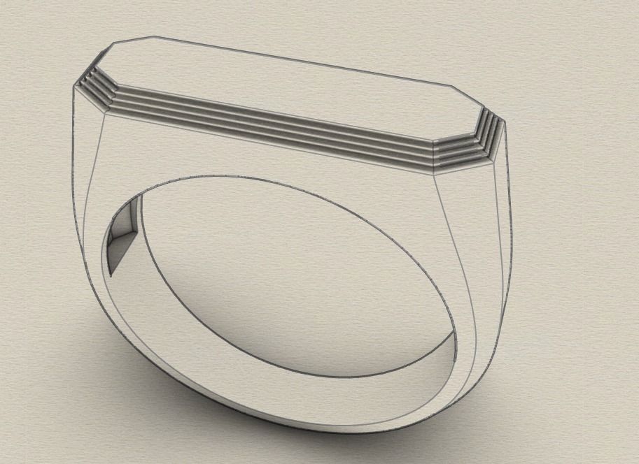 Mens ring with and without stone 019 3D print model_52