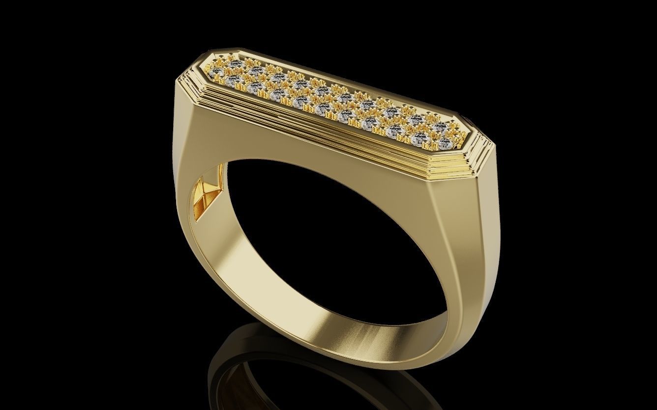 Mens ring with and without stone 019 3D print model_29