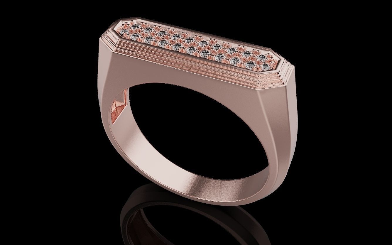 Mens ring with and without stone 019 3D print model_23