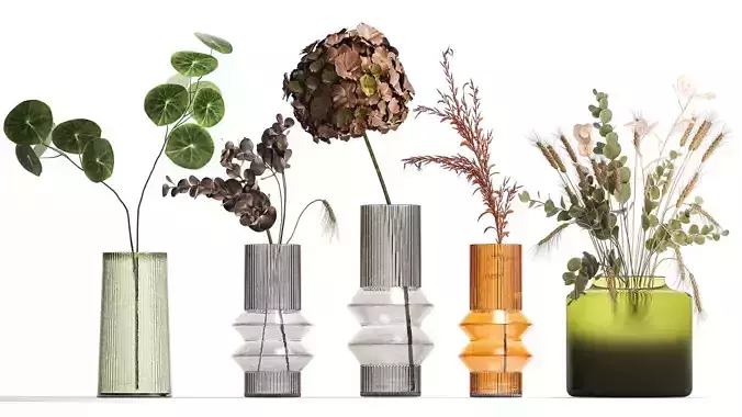 Collection of minimalist bouquets of flowers in a vase 322