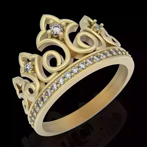 Crown ring silver gold jewelry printable 3D model 3D print model