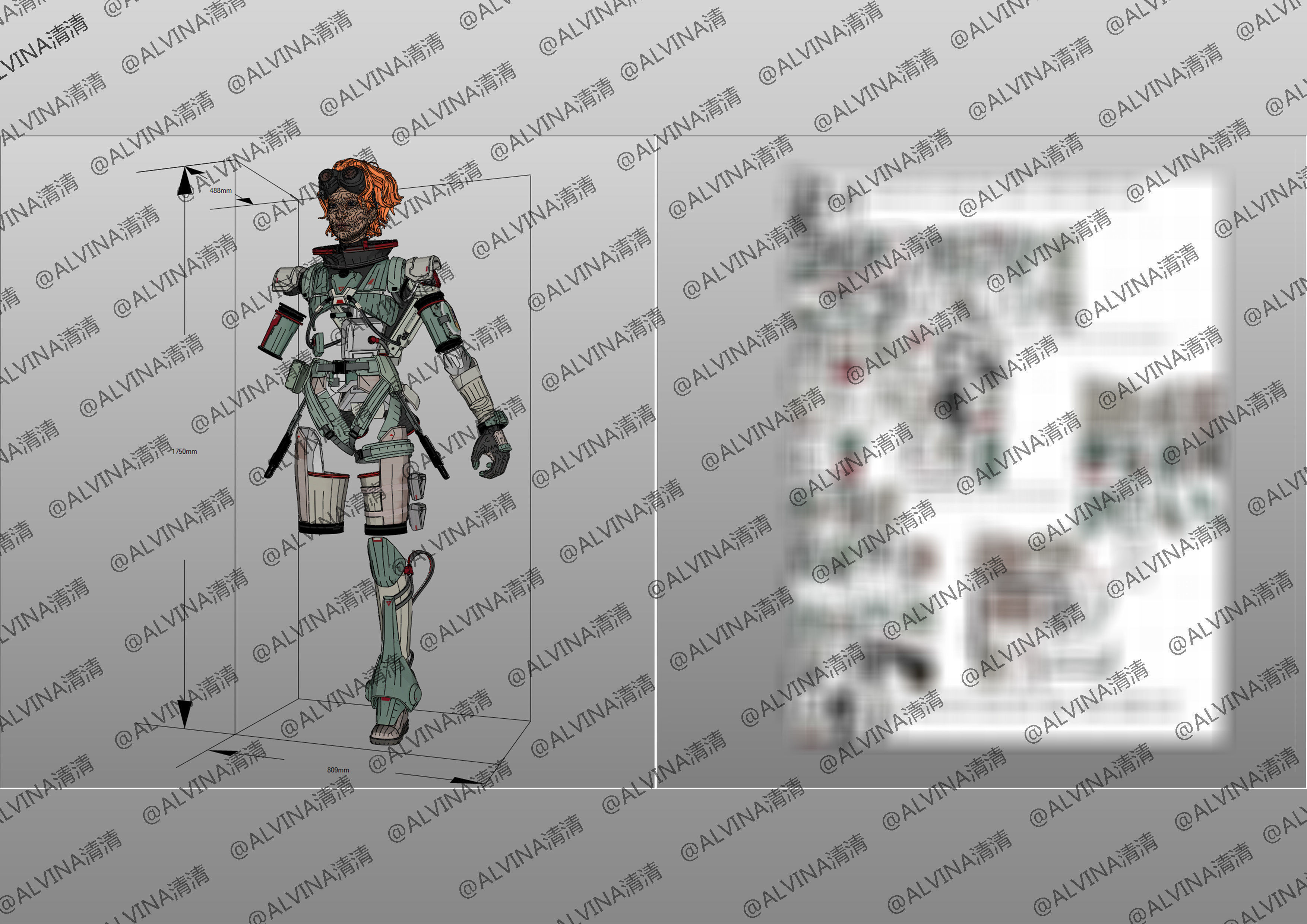 Apex Legends Horizon Armor - DIY Cosplay Pepakura Foam Template Low-poly 3D model_8