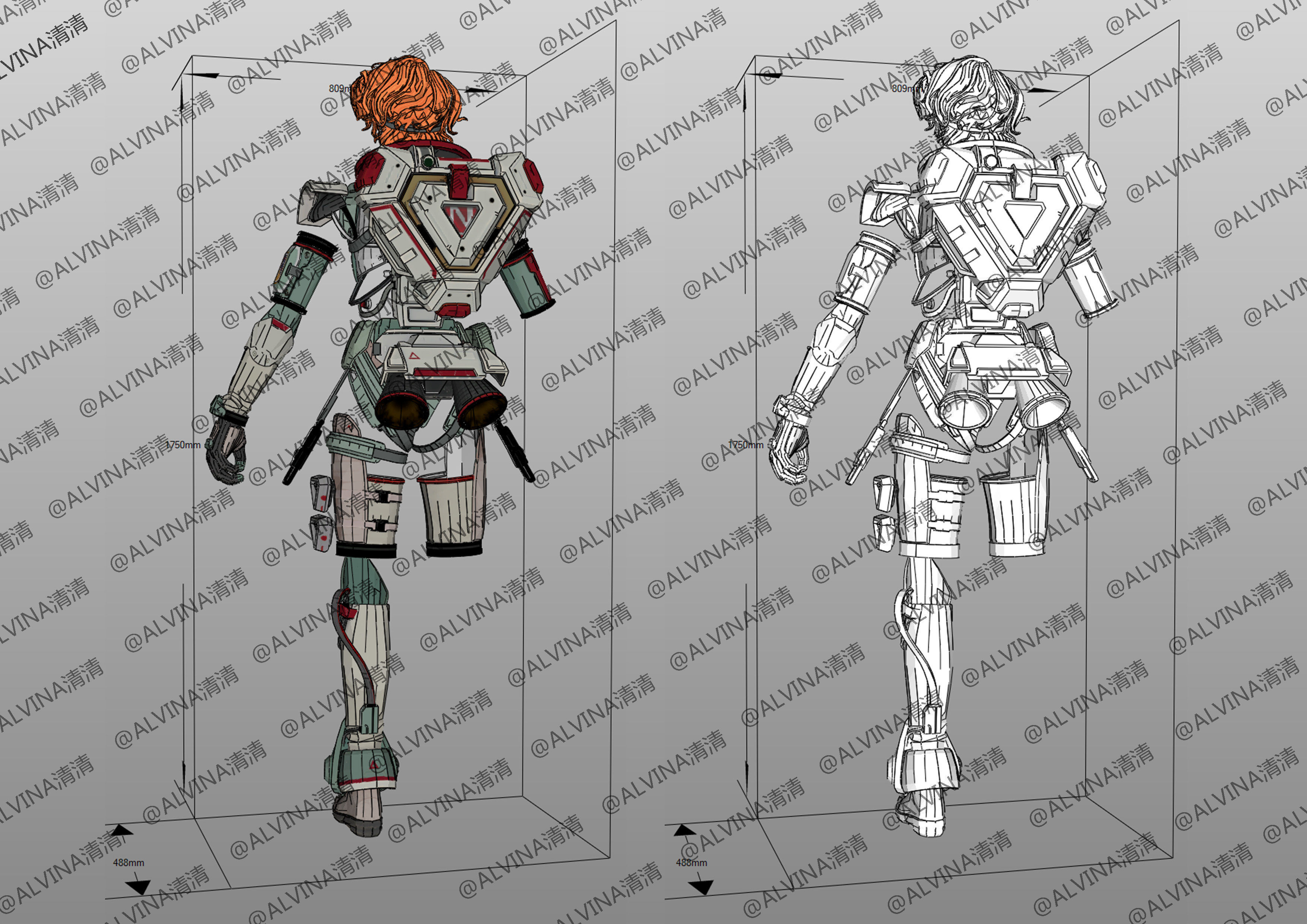 Apex Legends Horizon Armor - DIY Cosplay Pepakura Foam Template Low-poly 3D model_3