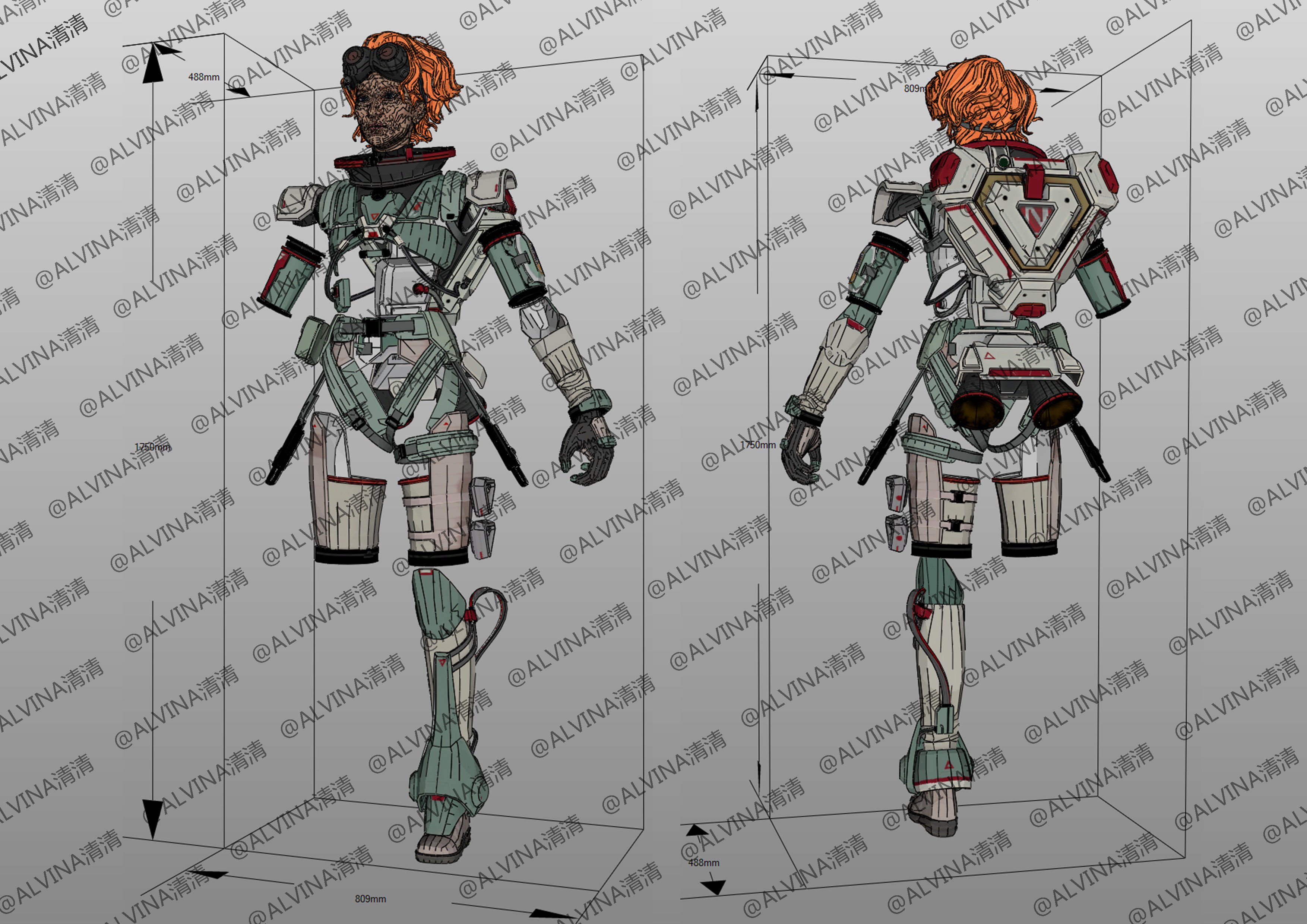Apex Legends Horizon Armor - DIY Cosplay Pepakura Foam Template Low-poly 3D model_1