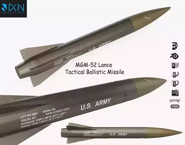 MGM-52 Lance Tactical Ballistic Missile 3D model