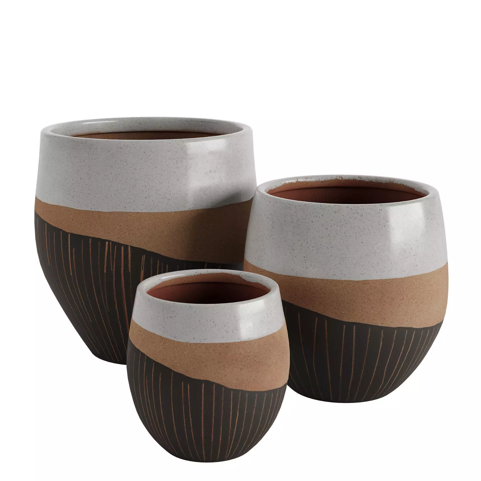 Neutral Earth Tones Vases Set 3D model