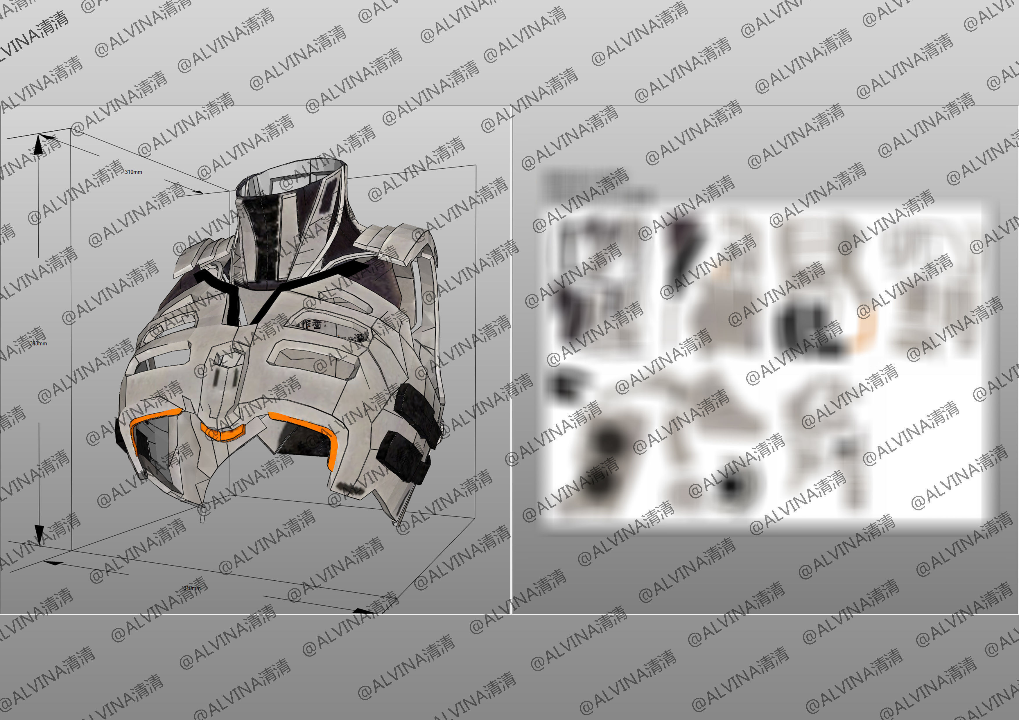 Apex Legends Wraith Cyber ninja Armor - DIY Cosplay Pepakura Low-poly 3D model_18
