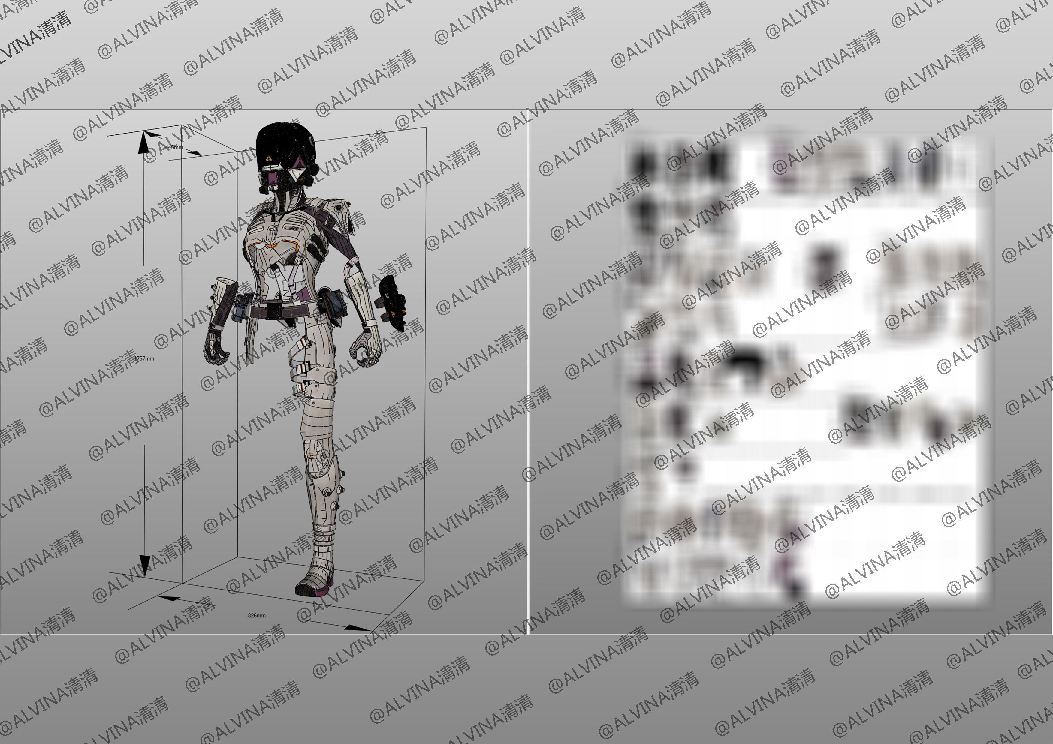 Apex Legends Wraith Cyber ninja Armor - DIY Cosplay Pepakura Low-poly 3D model_14