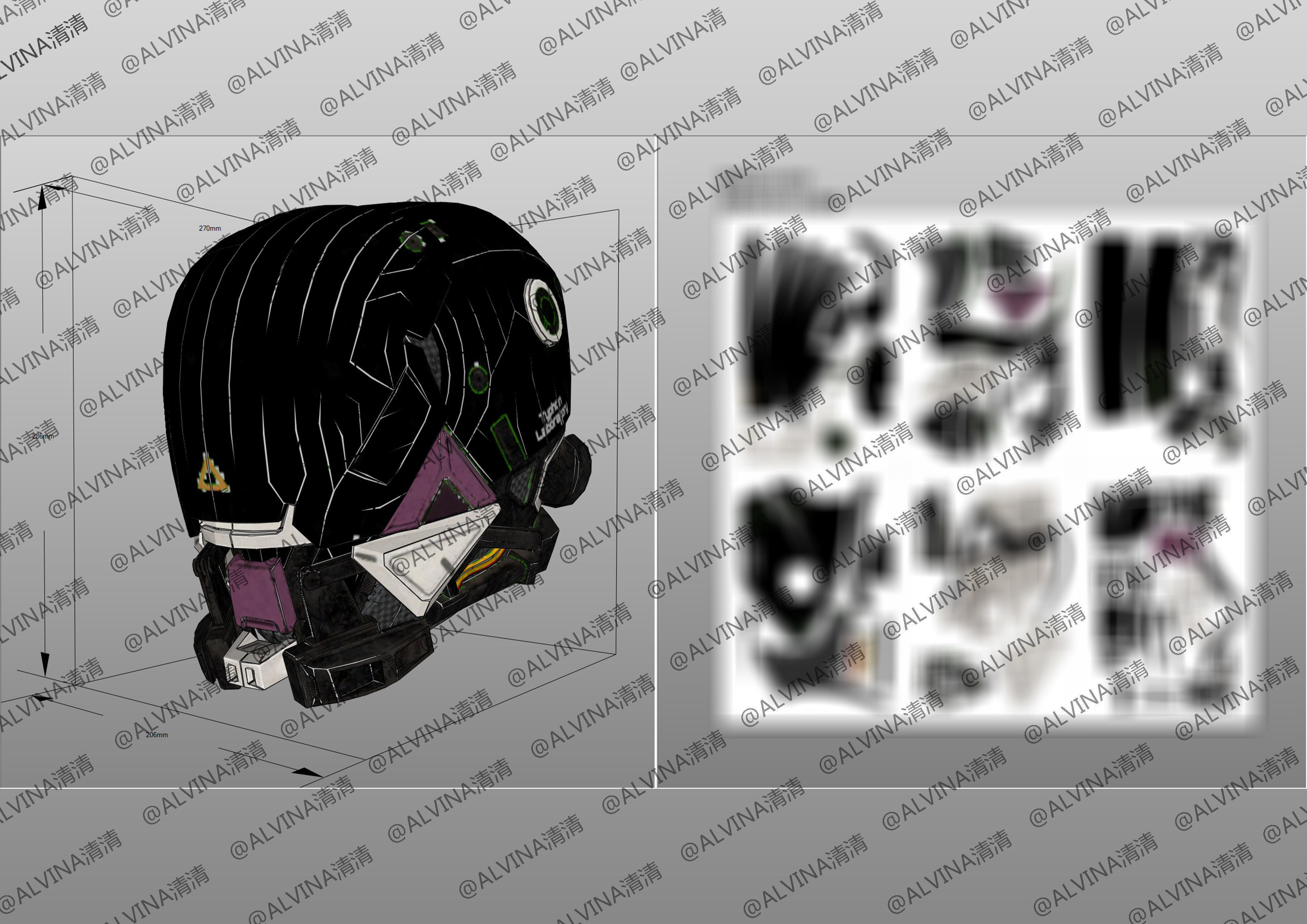 Apex Legends Wraith Cyber ninja Armor - DIY Cosplay Pepakura Low-poly 3D model_16