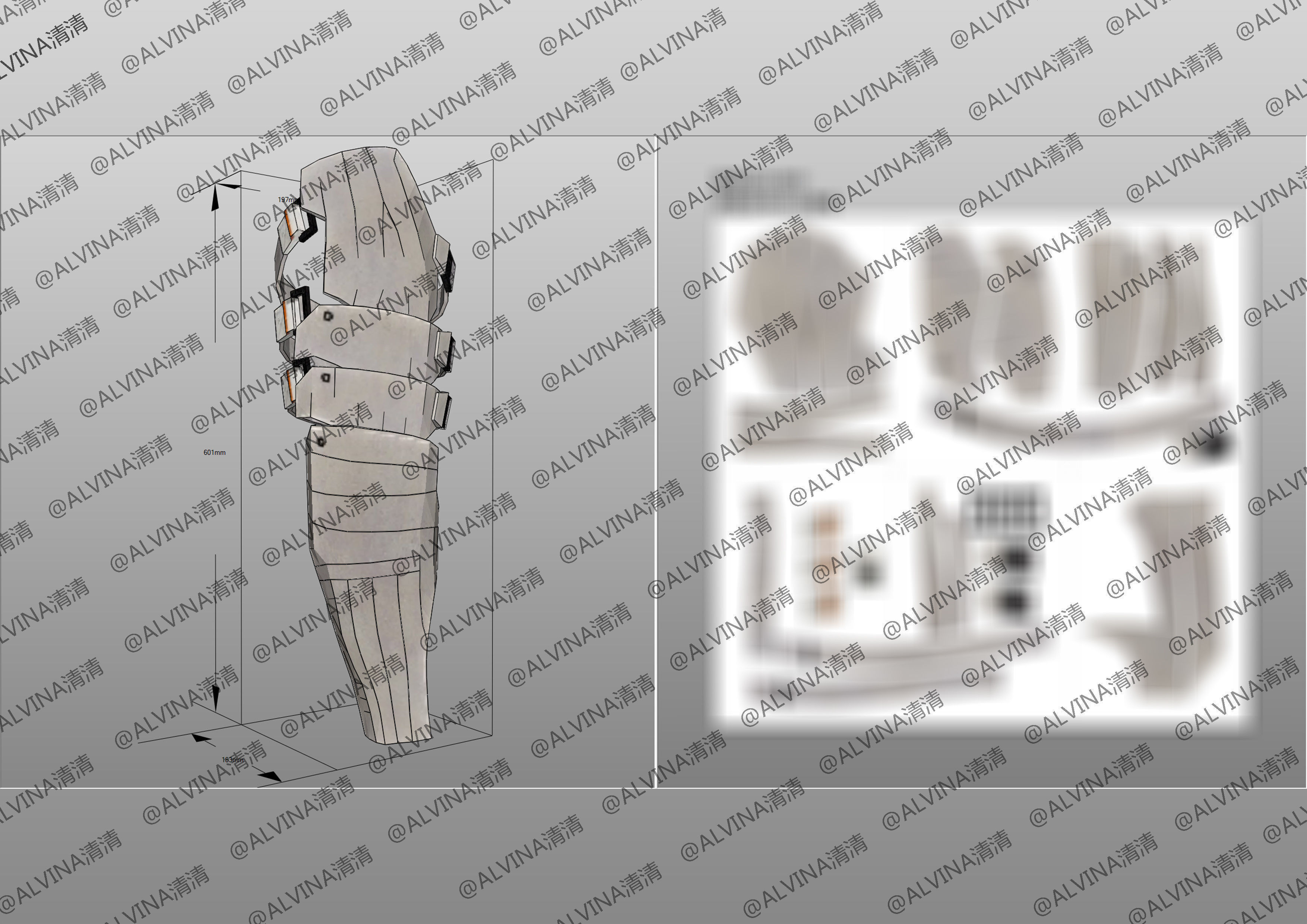 Apex Legends Wraith Cyber ninja Armor - DIY Cosplay Pepakura Low-poly 3D model_32