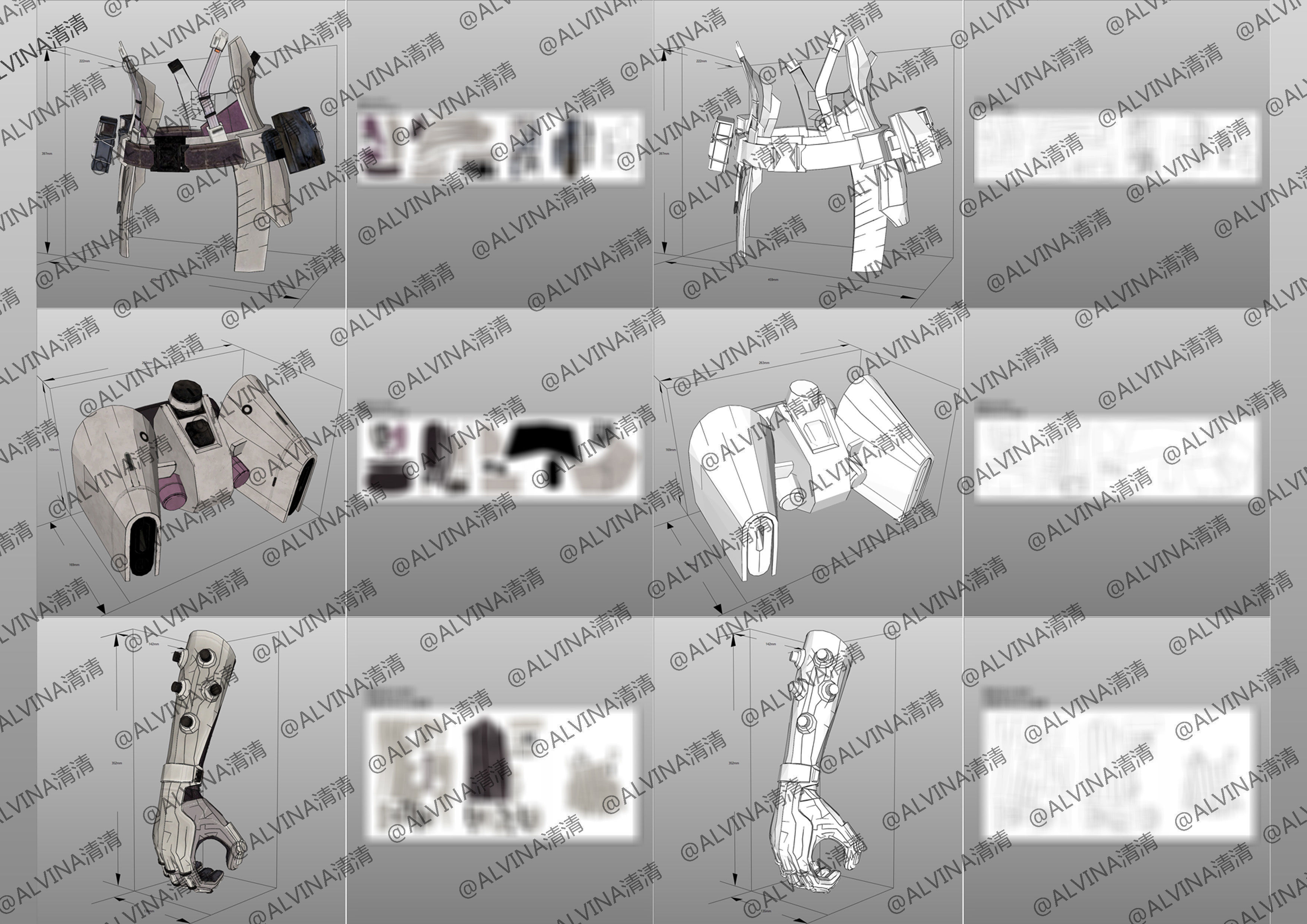 Apex Legends Wraith Cyber ninja Armor - DIY Cosplay Pepakura Low-poly 3D model_11