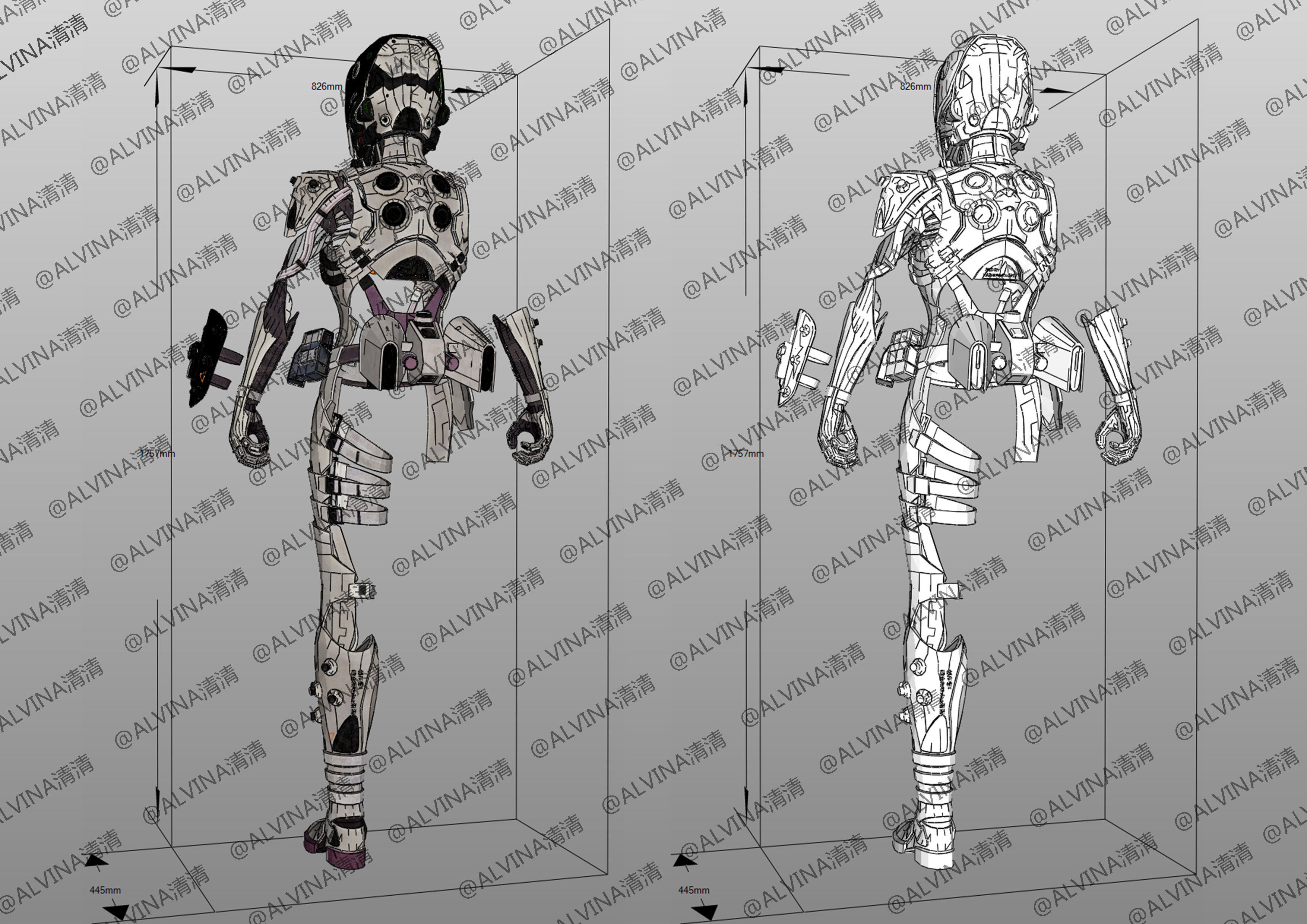 Apex Legends Wraith Cyber ninja Armor - DIY Cosplay Pepakura Low-poly 3D model_3