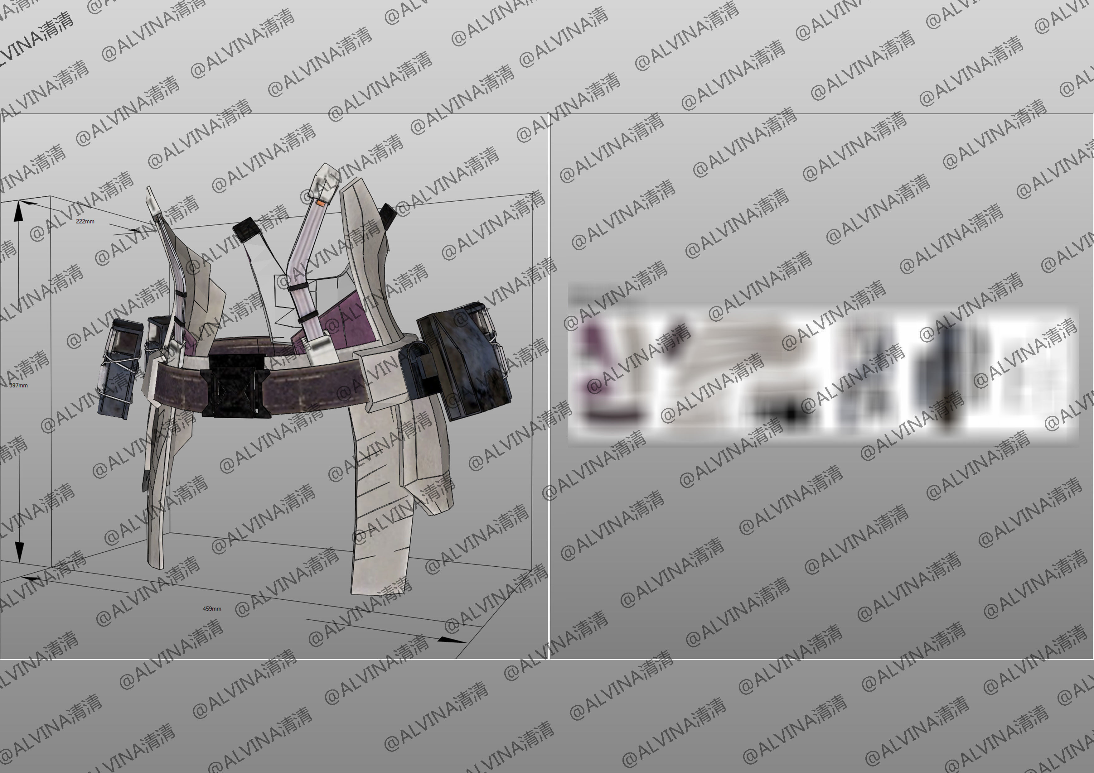 Apex Legends Wraith Cyber ninja Armor - DIY Cosplay Pepakura Low-poly 3D model_20