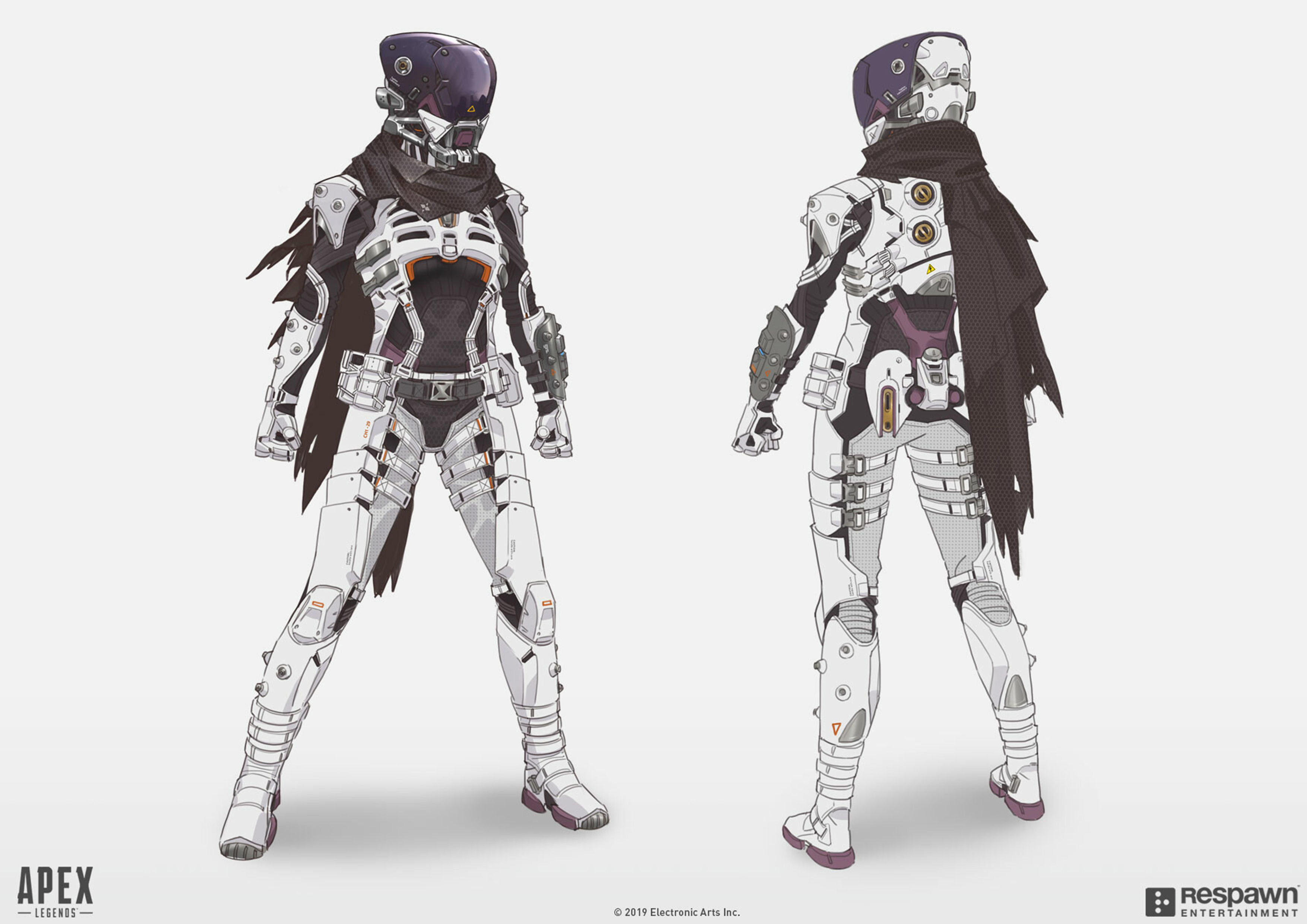 Apex Legends Wraith Cyber ninja Armor - DIY Cosplay Pepakura Low-poly 3D model_8