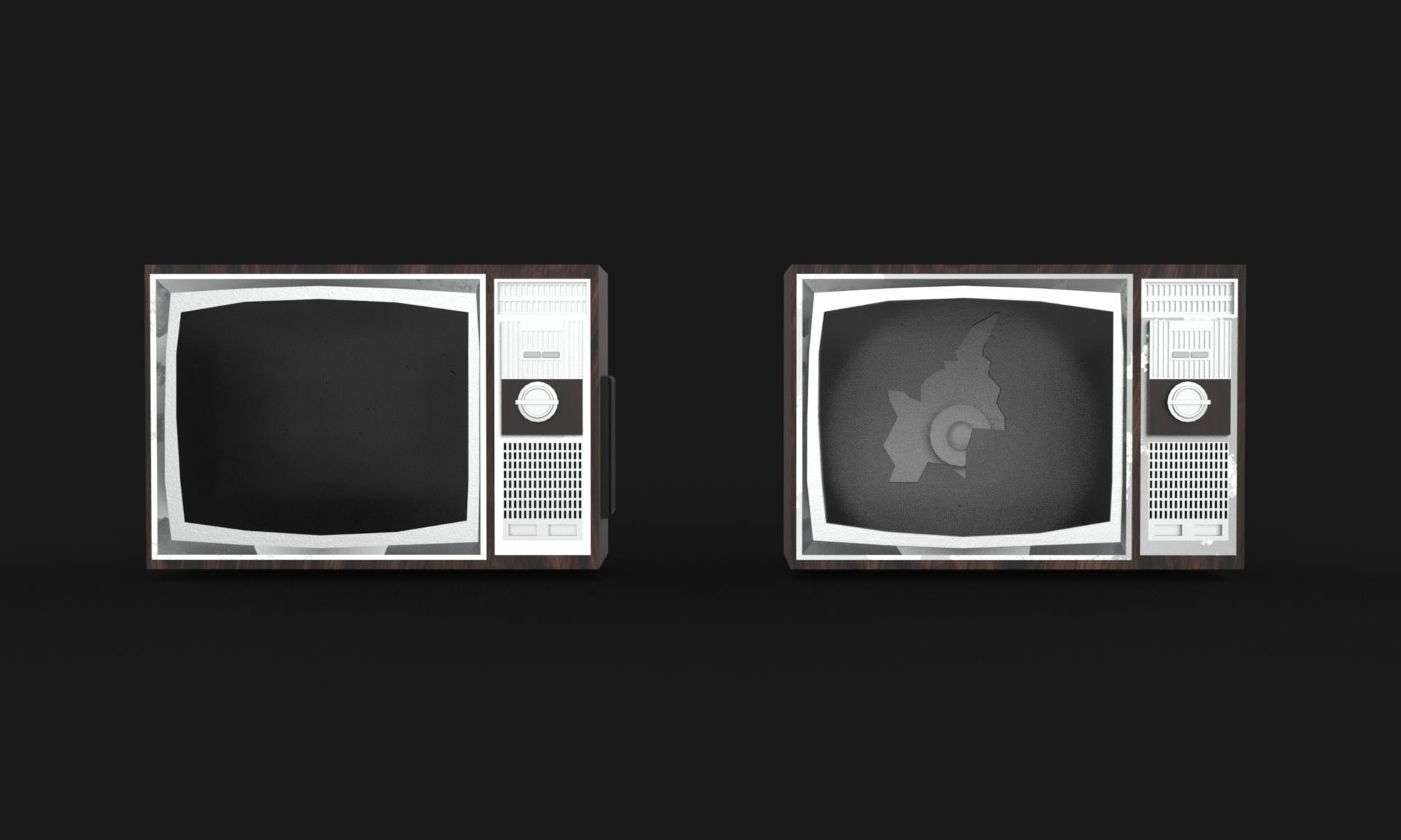 Tv Set Low-poly 3D model_1