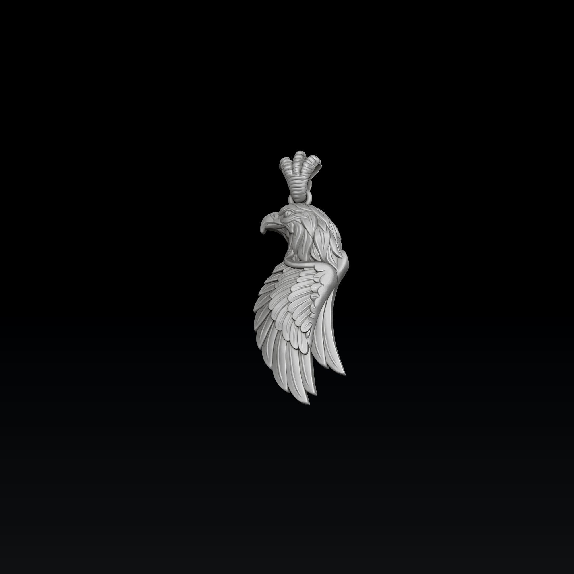Eagle Pendant Ring Collection Set 3D print model_5
