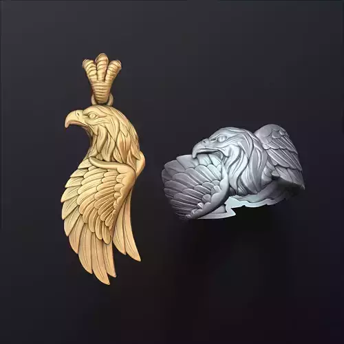 Eagle Pendant Ring Collection Set