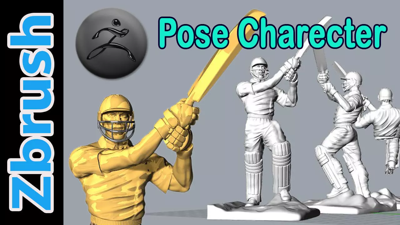 Miniature of Cricketer Sports man 3d printable high poly model 3D print model_0