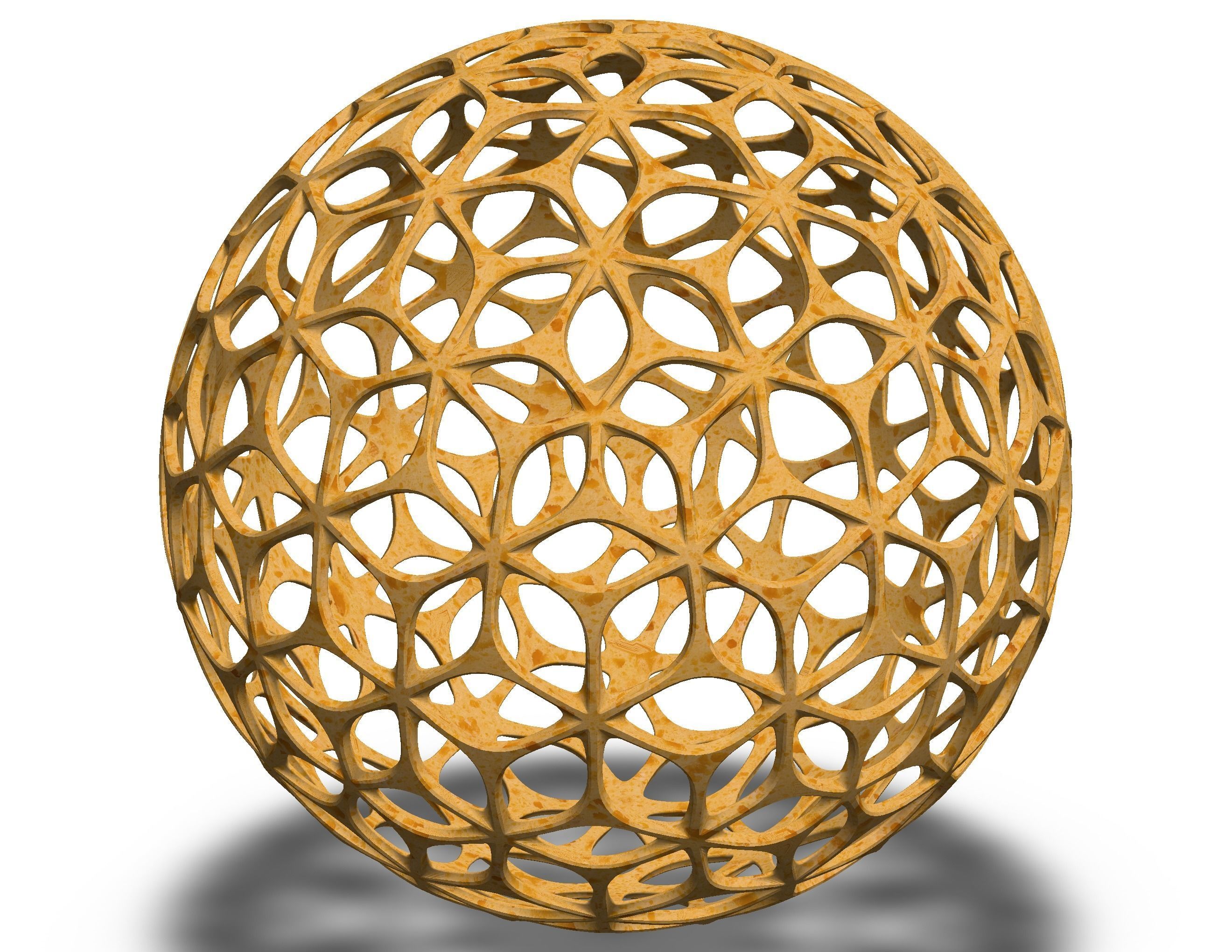 Wireframe Shape Geometric Leaf Pattern Ball 3D print model_5