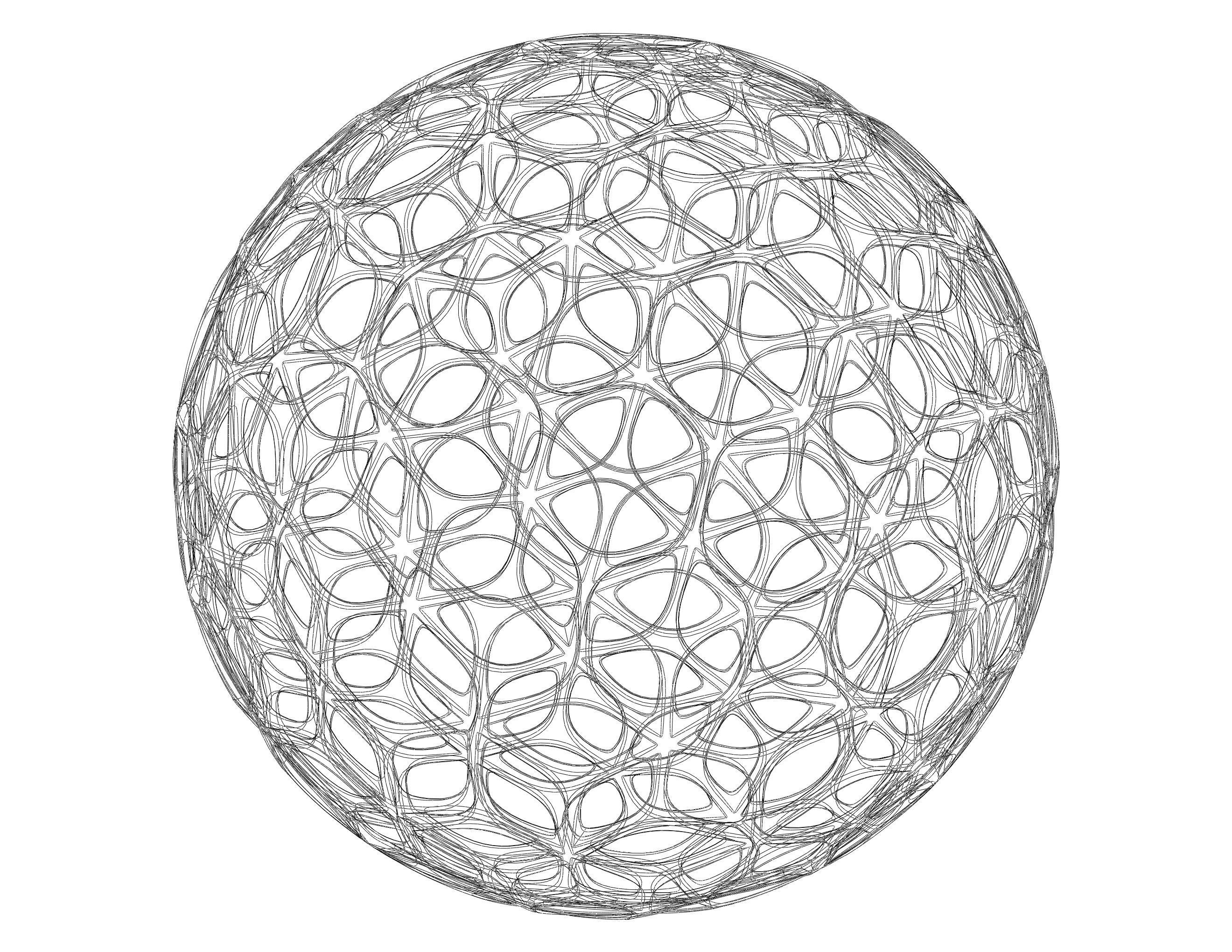 Wireframe Shape Geometric Leaf Pattern Ball 3D print model_20