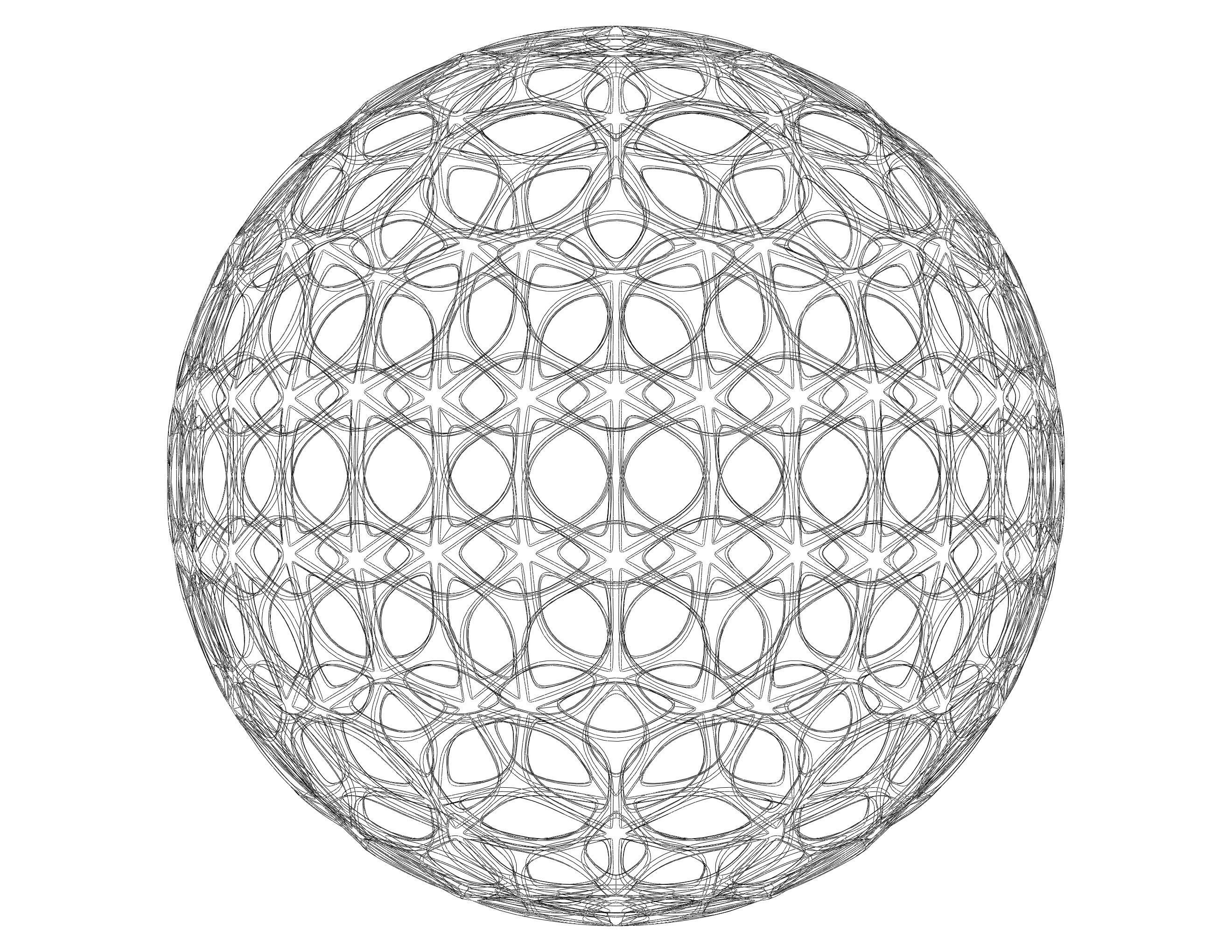 Wireframe Shape Geometric Leaf Pattern Ball 3D print model_32