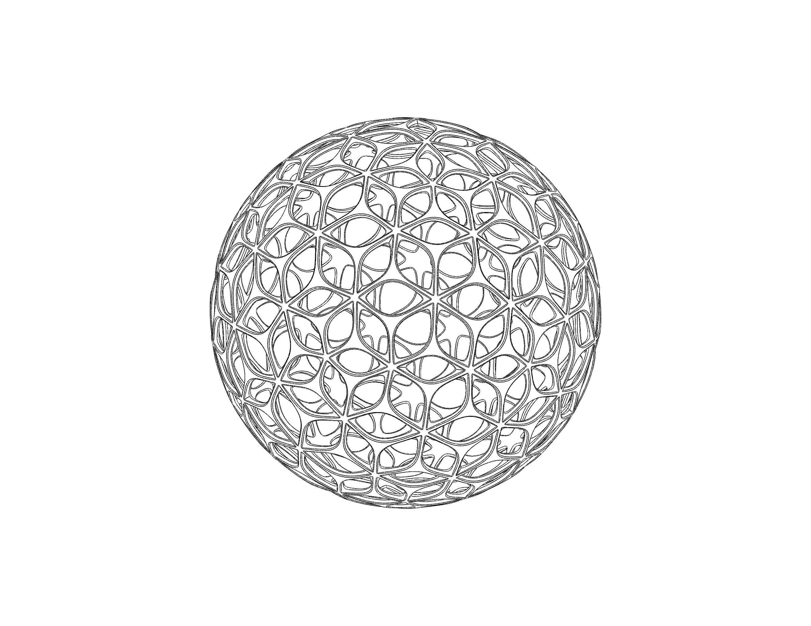 Wireframe Shape Geometric Leaf Pattern Ball 3D print model_34