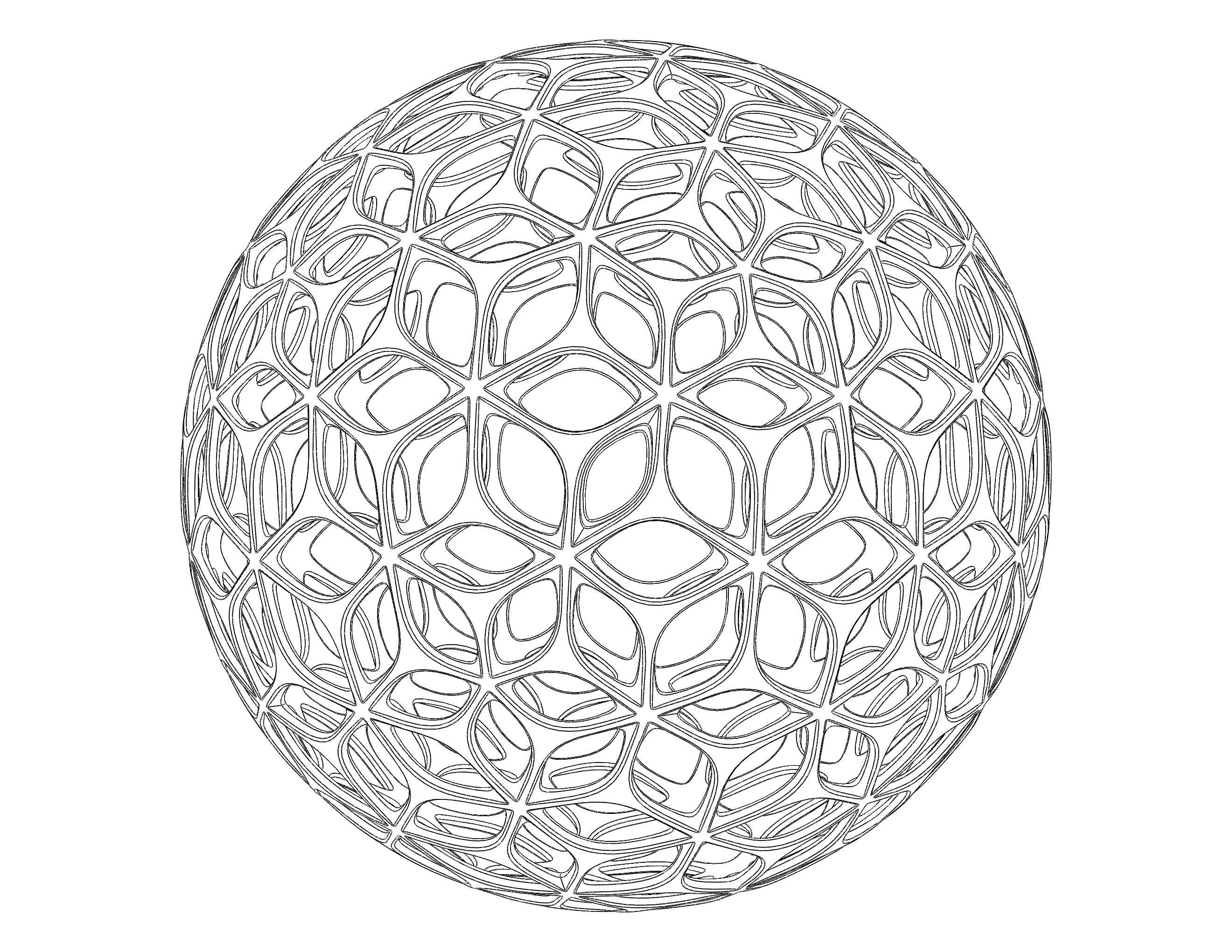Wireframe Shape Geometric Leaf Pattern Ball 3D print model_22