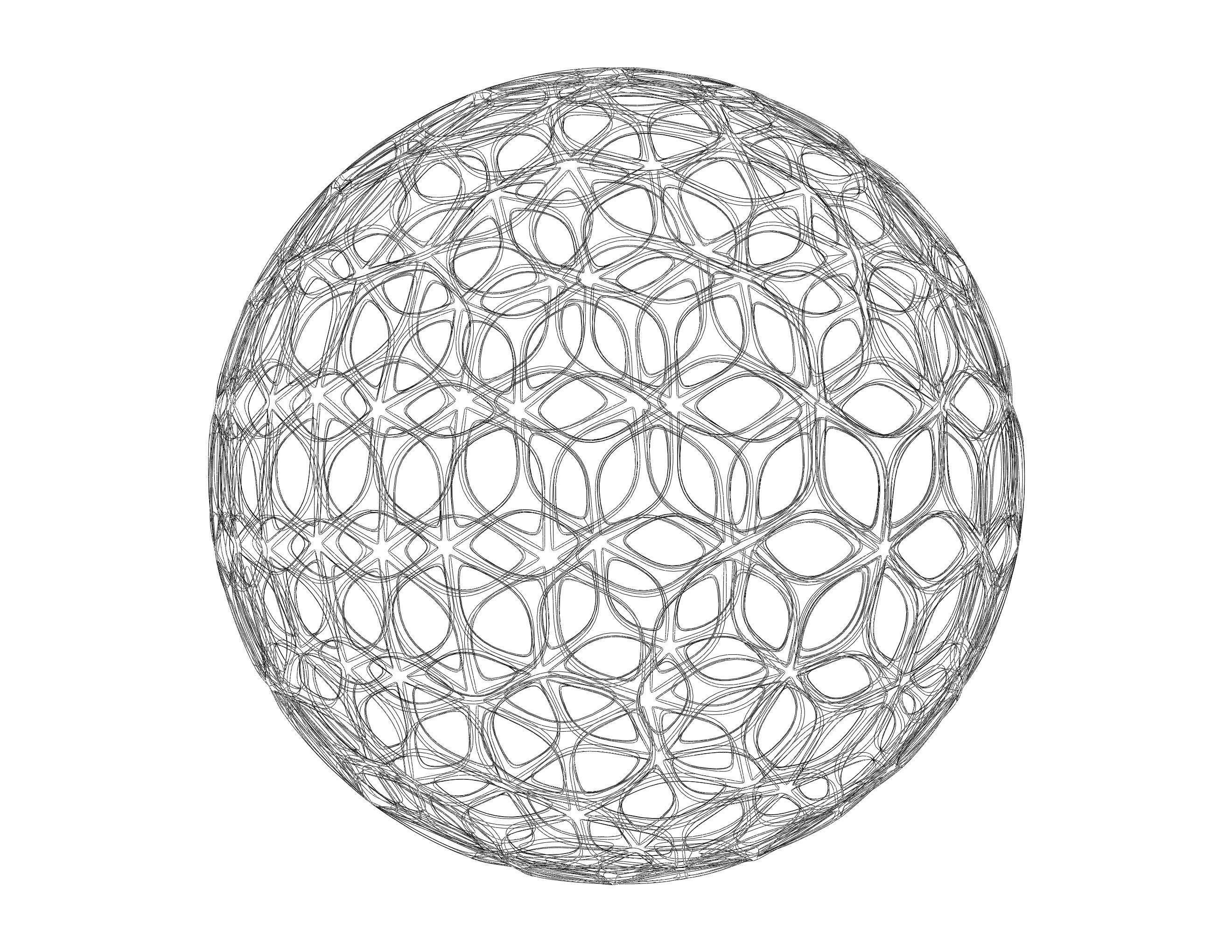 Wireframe Shape Geometric Leaf Pattern Ball 3D print model_28