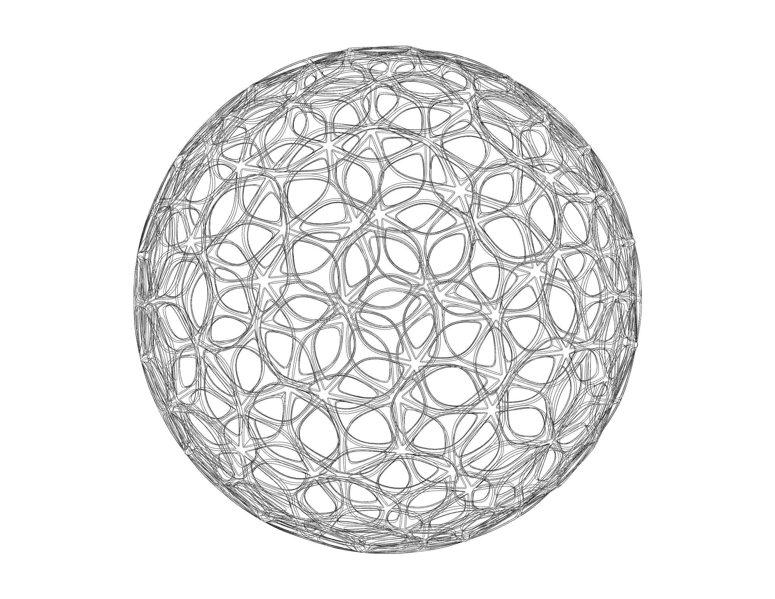 Wireframe Shape Geometric Leaf Pattern Ball 3D print model_12
