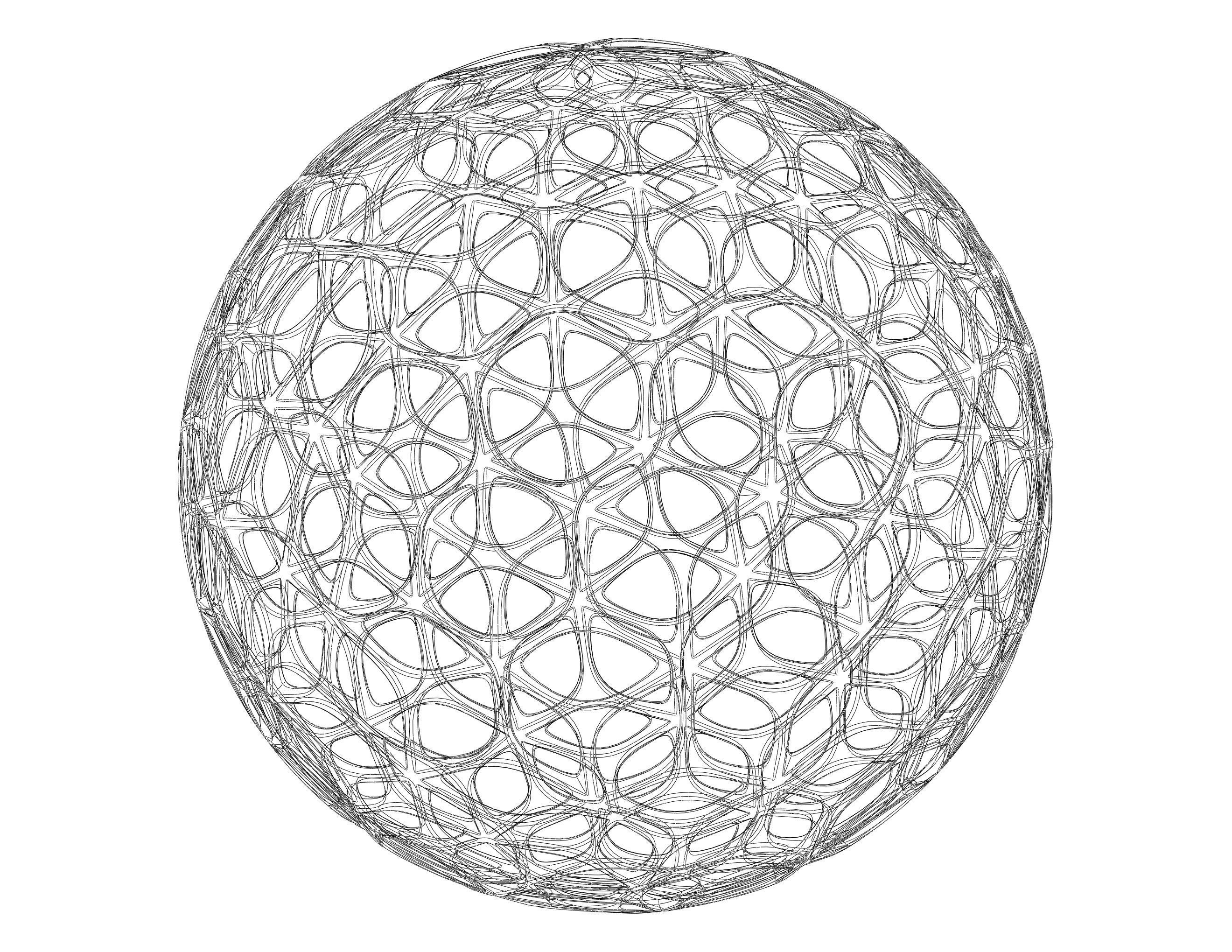 Wireframe Shape Geometric Leaf Pattern Ball 3D print model_8