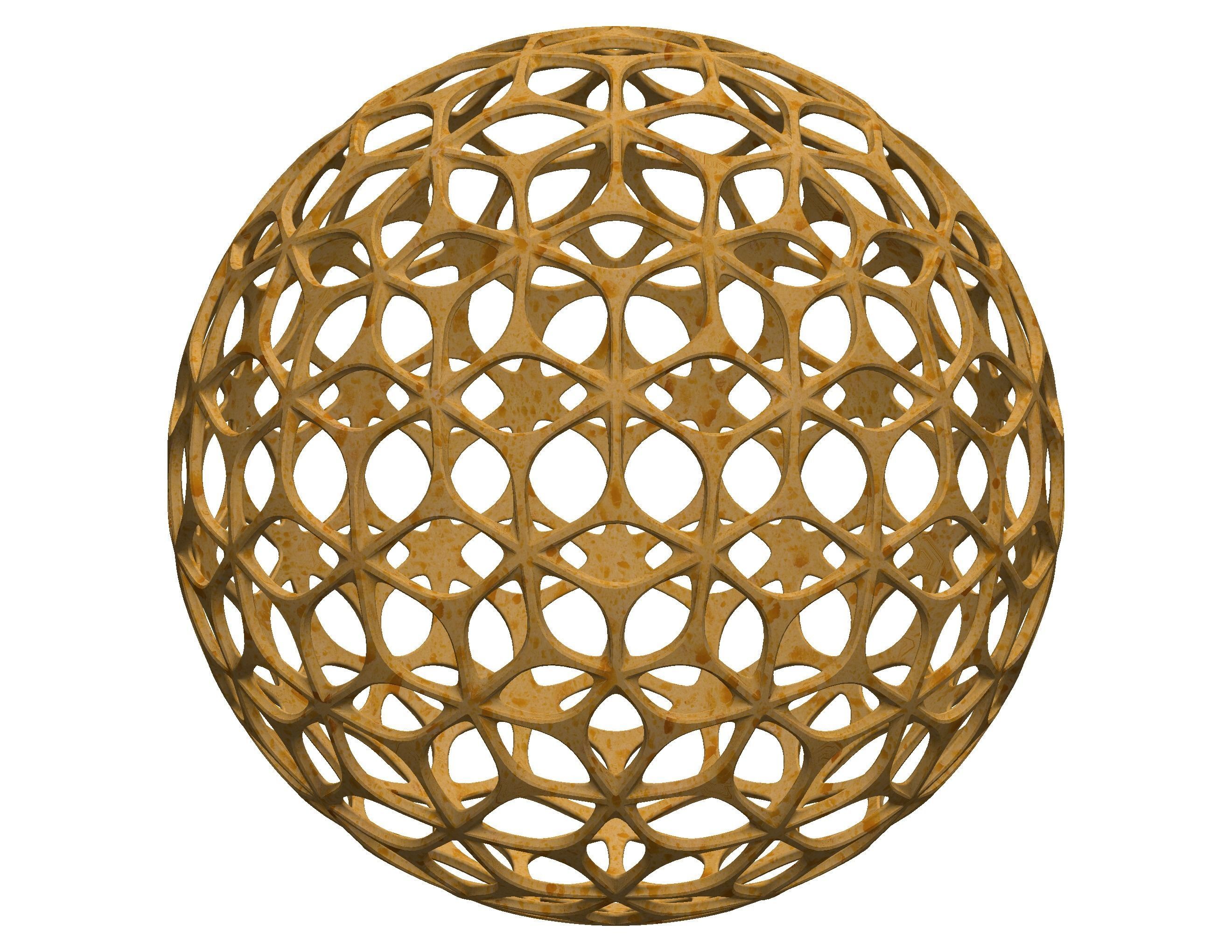 Wireframe Shape Geometric Leaf Pattern Ball 3D print model_33