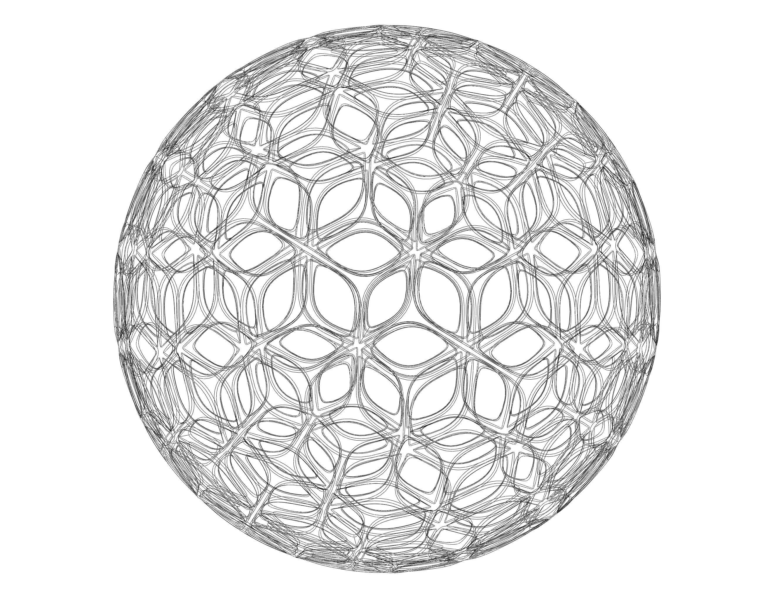 Wireframe Shape Geometric Leaf Pattern Ball 3D print model_24