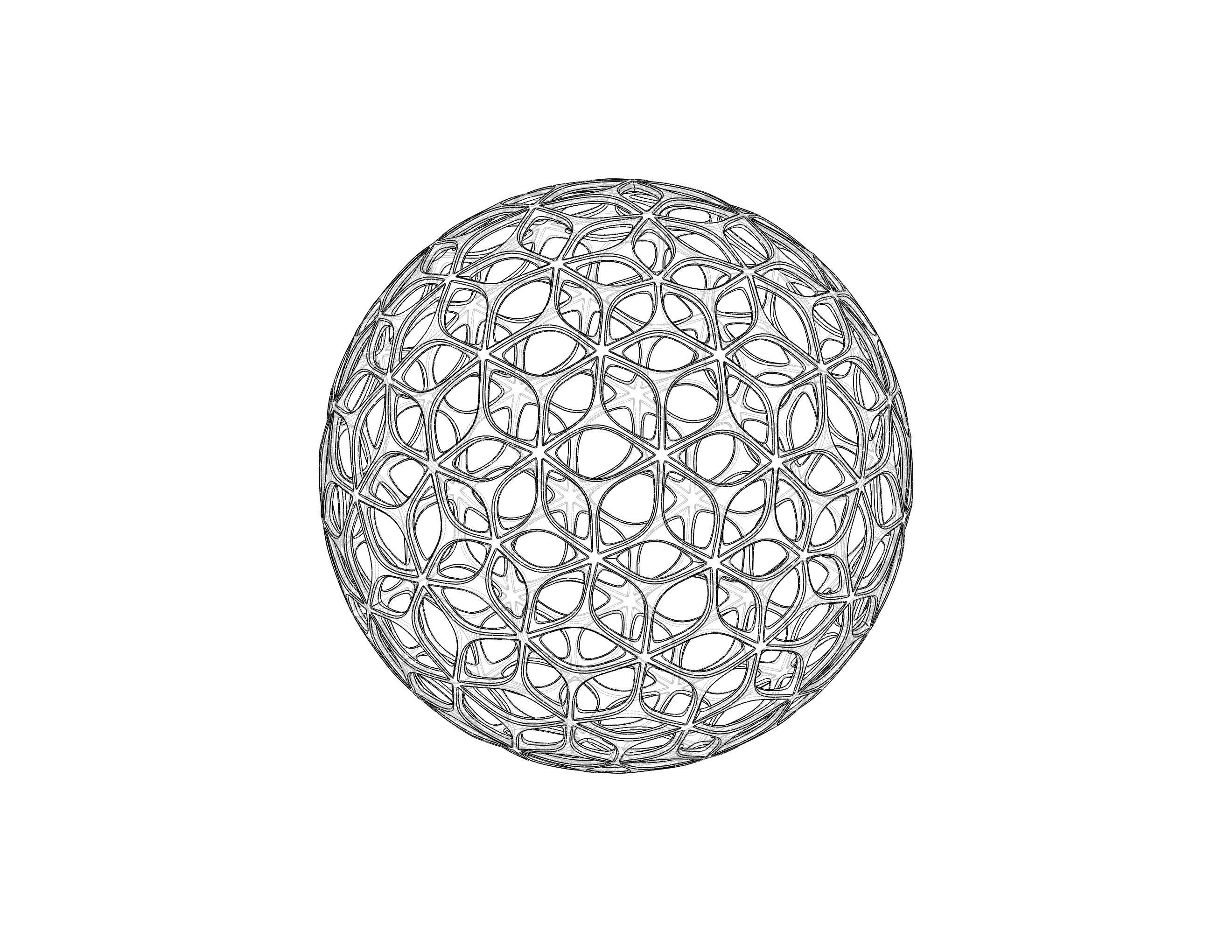 Wireframe Shape Geometric Leaf Pattern Ball 3D print model_35