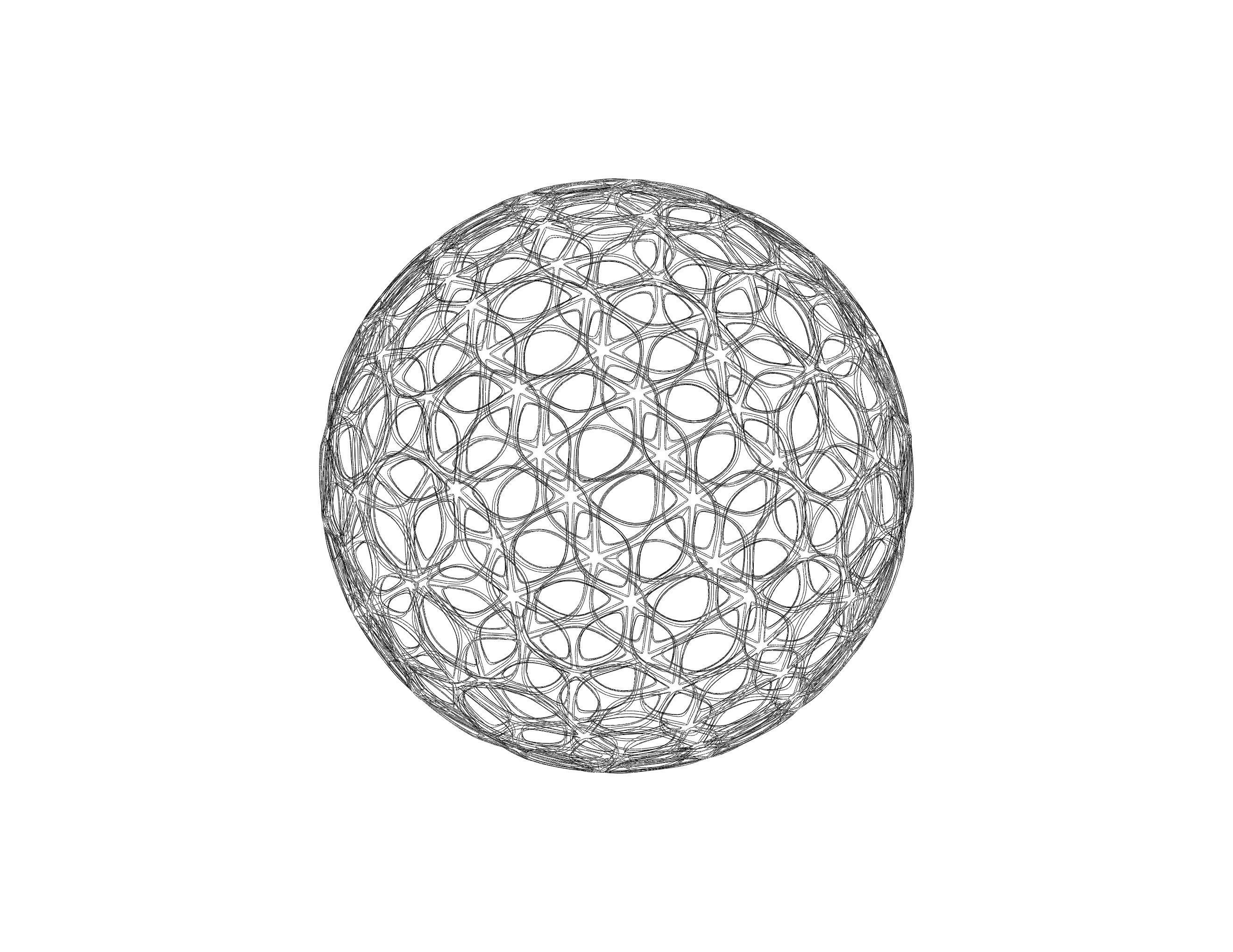 Wireframe Shape Geometric Leaf Pattern Ball 3D print model_36