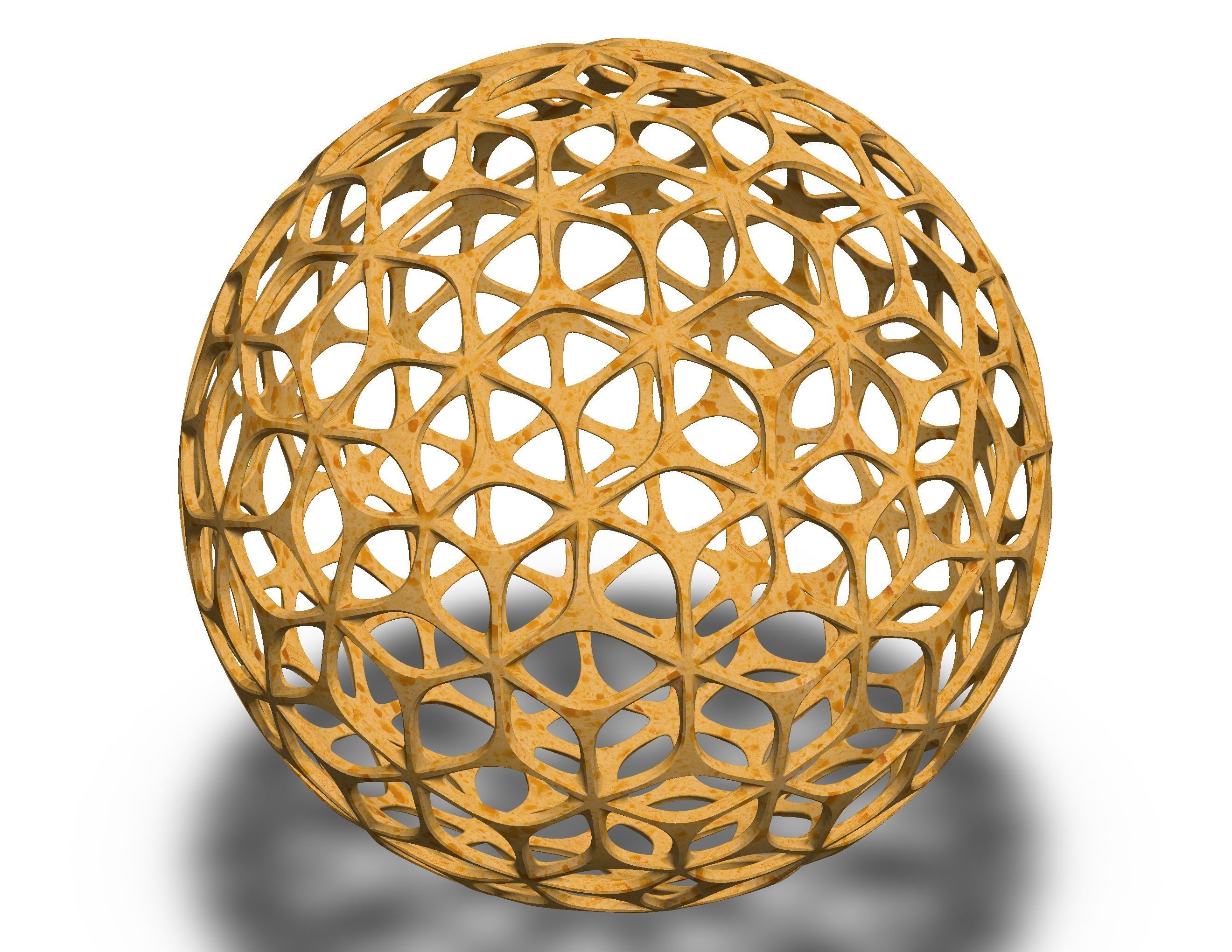 Wireframe Shape Geometric Leaf Pattern Ball 3D print model_9
