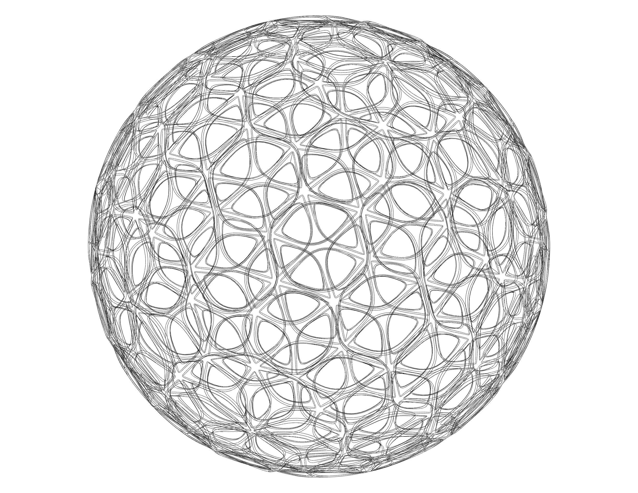 Wireframe Shape Geometric Leaf Pattern Ball 3D print model_40