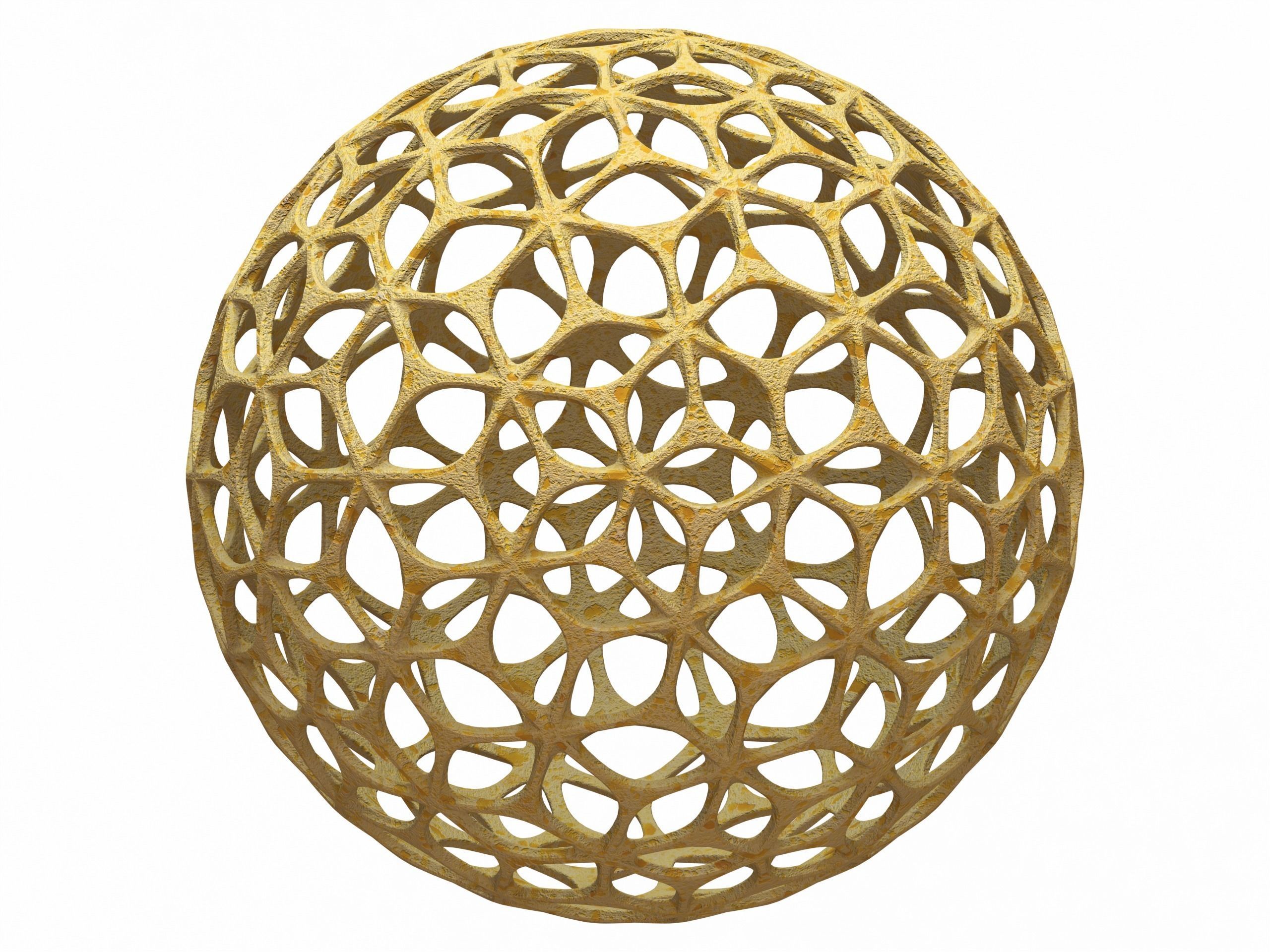 Wireframe Shape Geometric Leaf Pattern Ball 3D print model_1