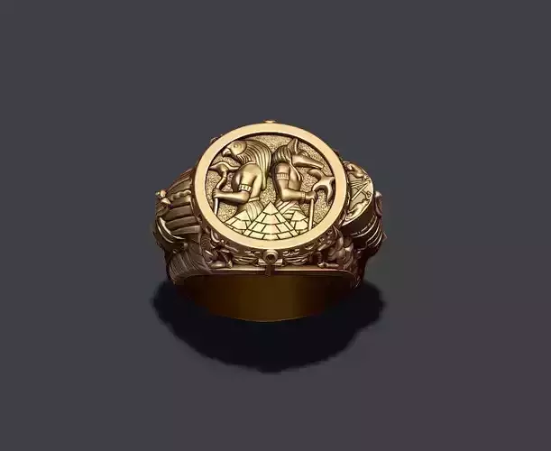 Egyptian Pharaoh queen Anubis Horus ring