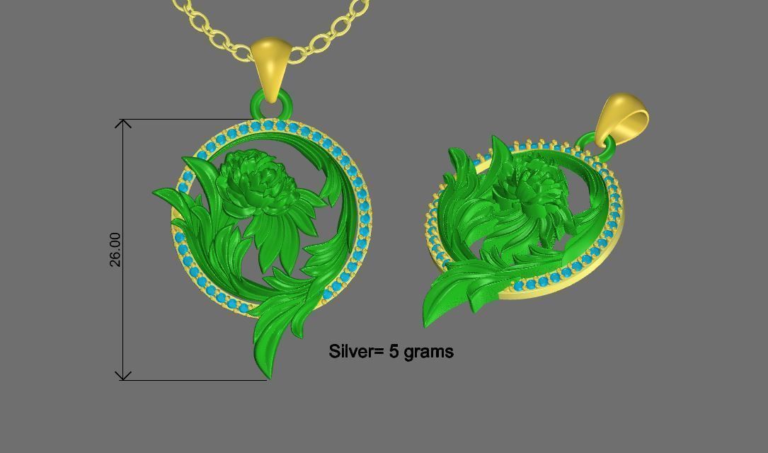 Flower Diamond Pendant Design 3D print model_5