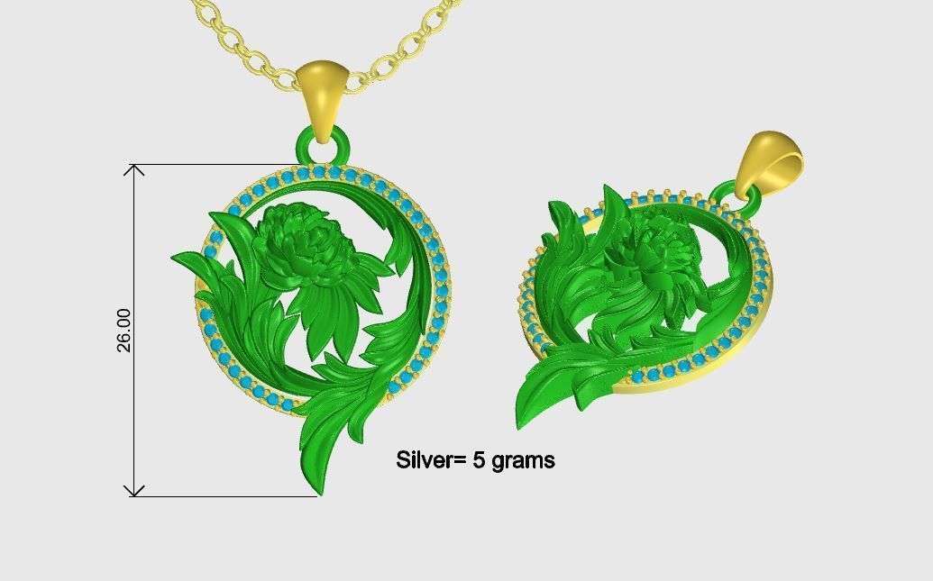 Flower Diamond Pendant Design 3D print model_1
