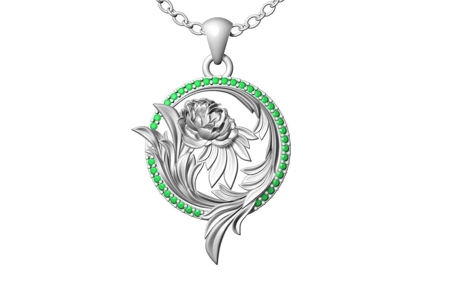 Flower Diamond Pendant Design 3D print model_9