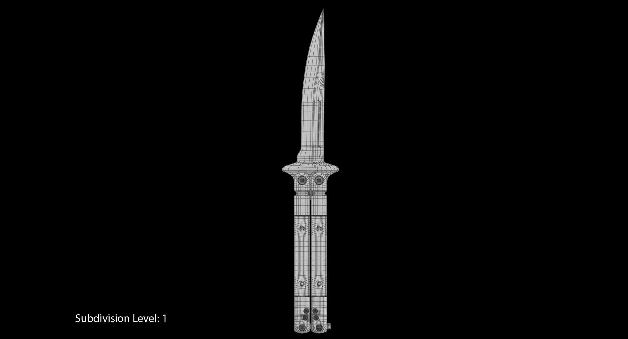Balisong Butterfly Knife Low-poly 3D model_2
