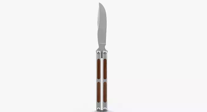 Balisong Butterfly Knife Wooden Handle Low-poly 3D model