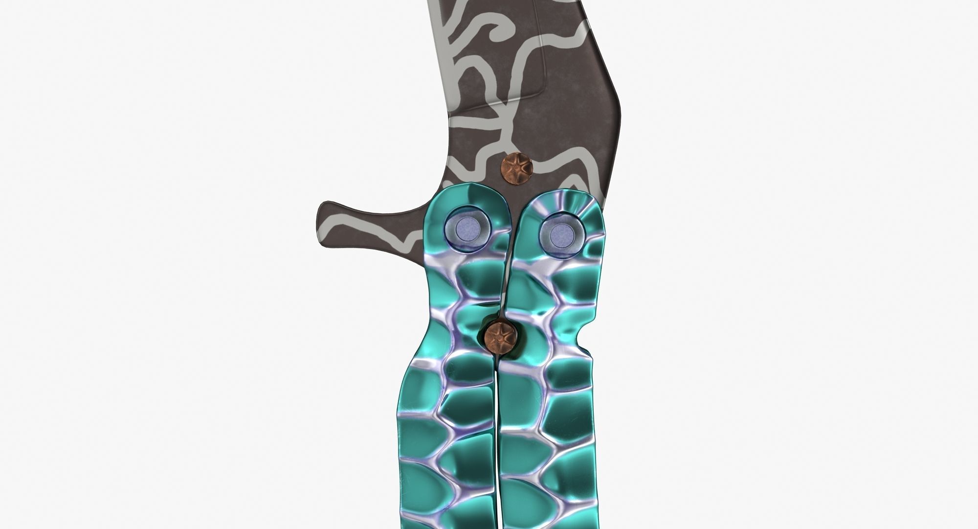 Balisong Butterfly Knife Green Low-poly 3D model_8