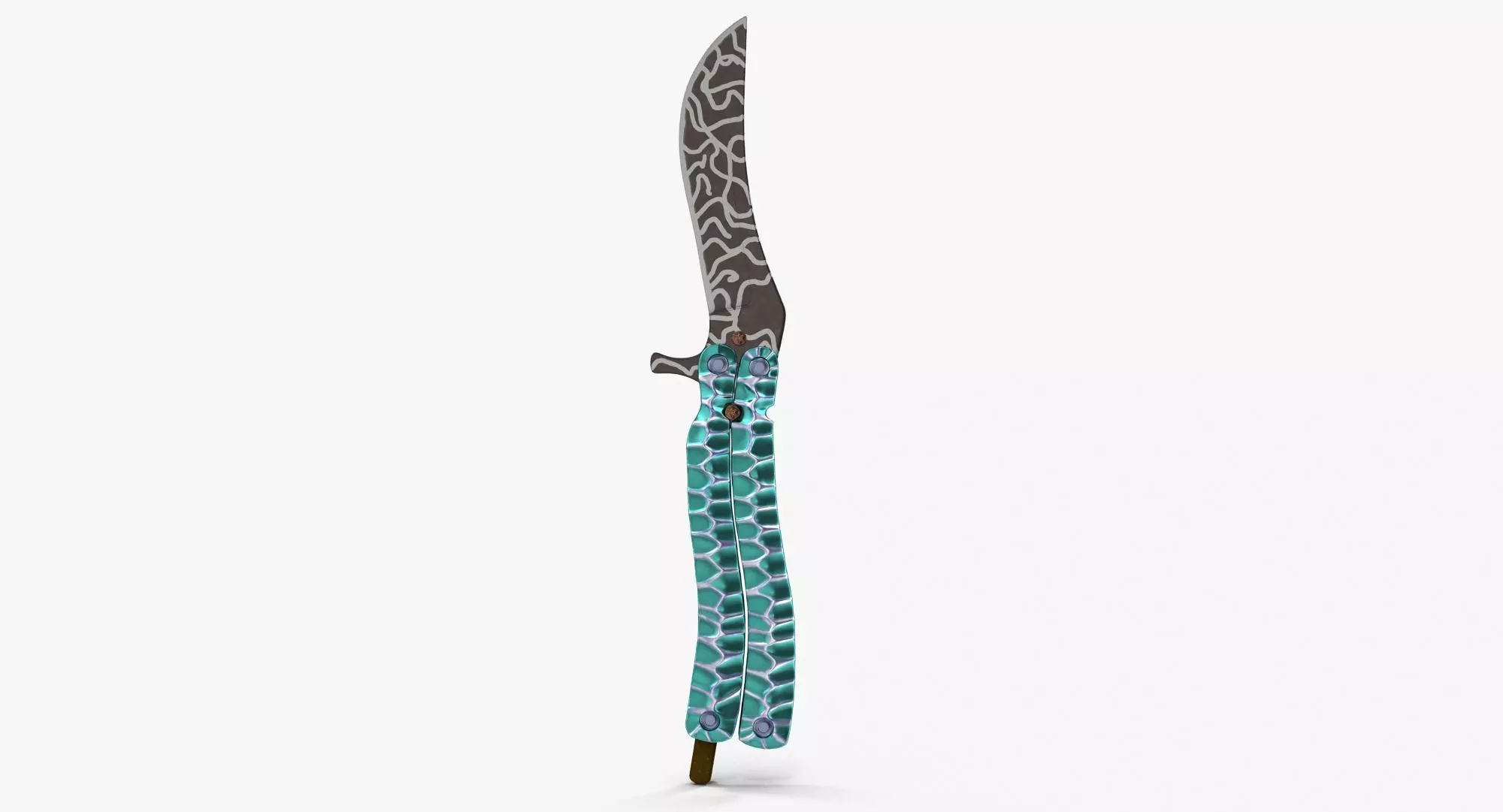 Balisong Butterfly Knife Green Low-poly 3D model_0