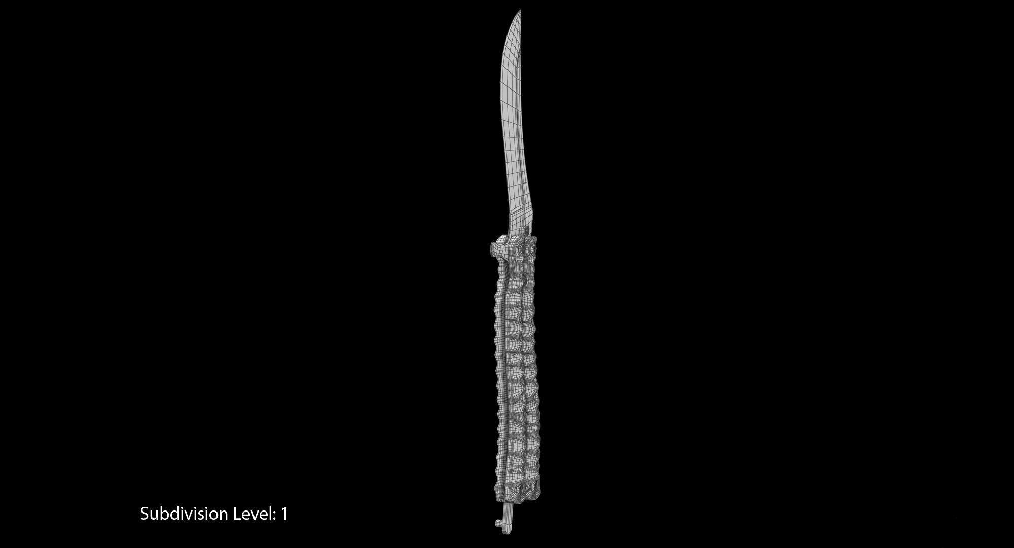 Balisong Butterfly Knife Green Low-poly 3D model_5