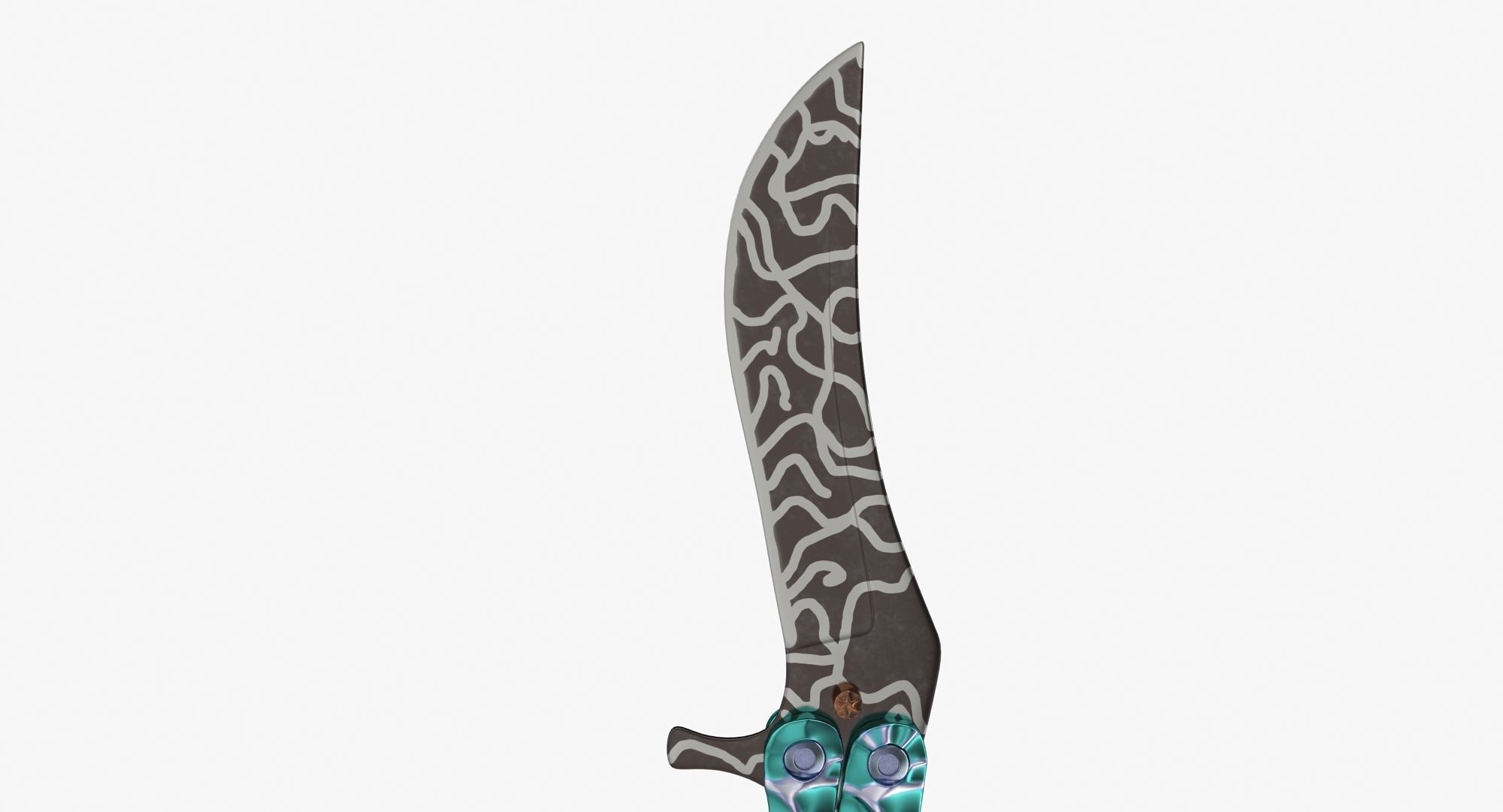 Balisong Butterfly Knife Green Low-poly 3D model_14