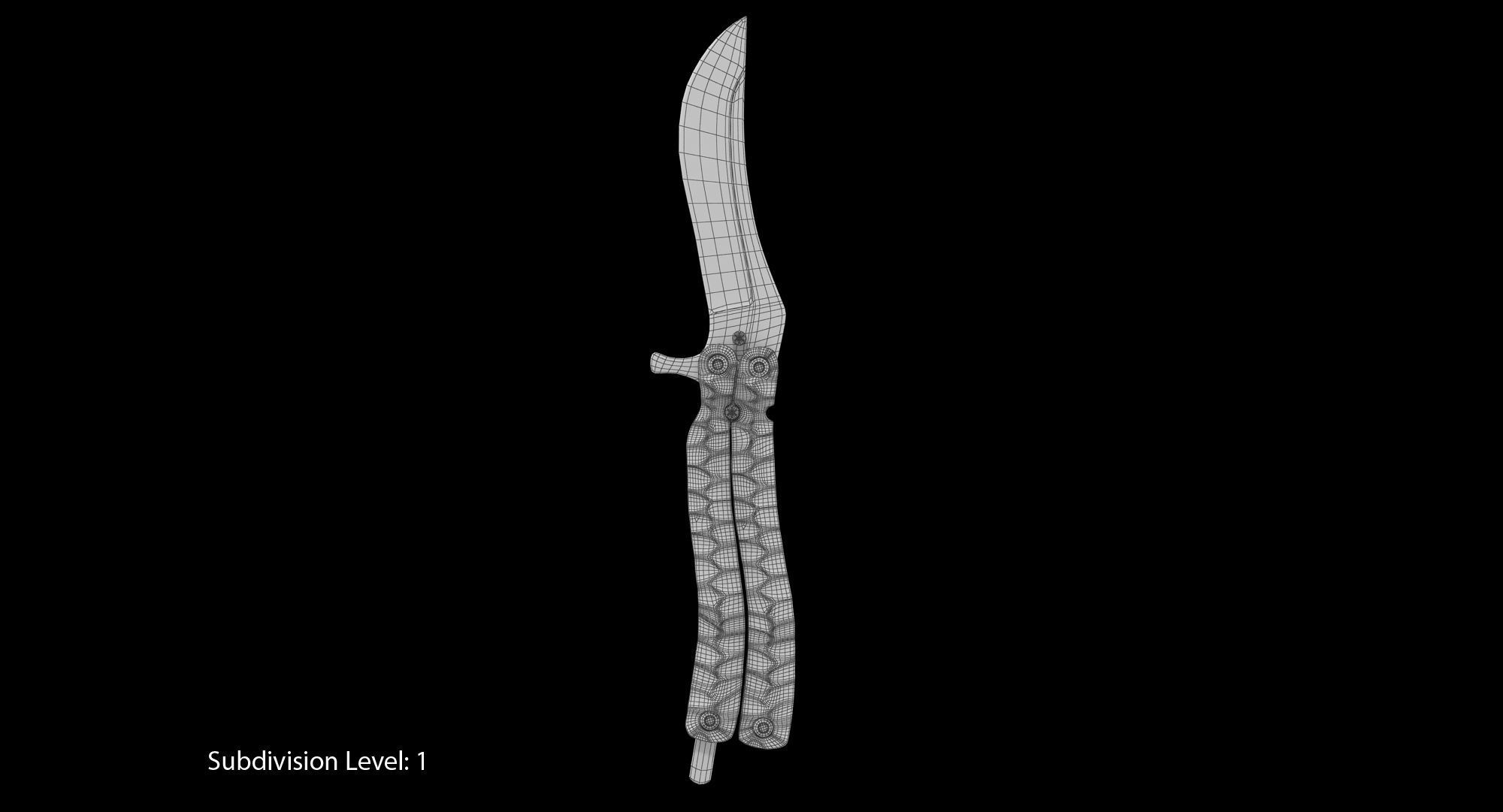 Balisong Butterfly Knife Green Low-poly 3D model_2