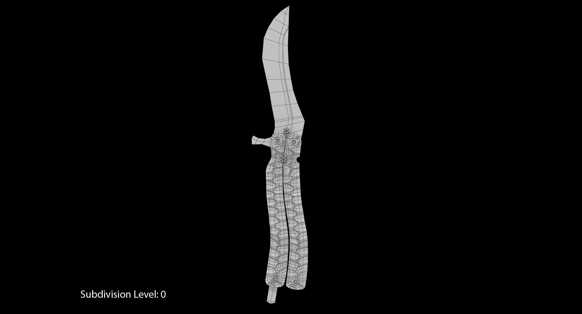 Balisong Butterfly Knife Green Low-poly 3D model_1